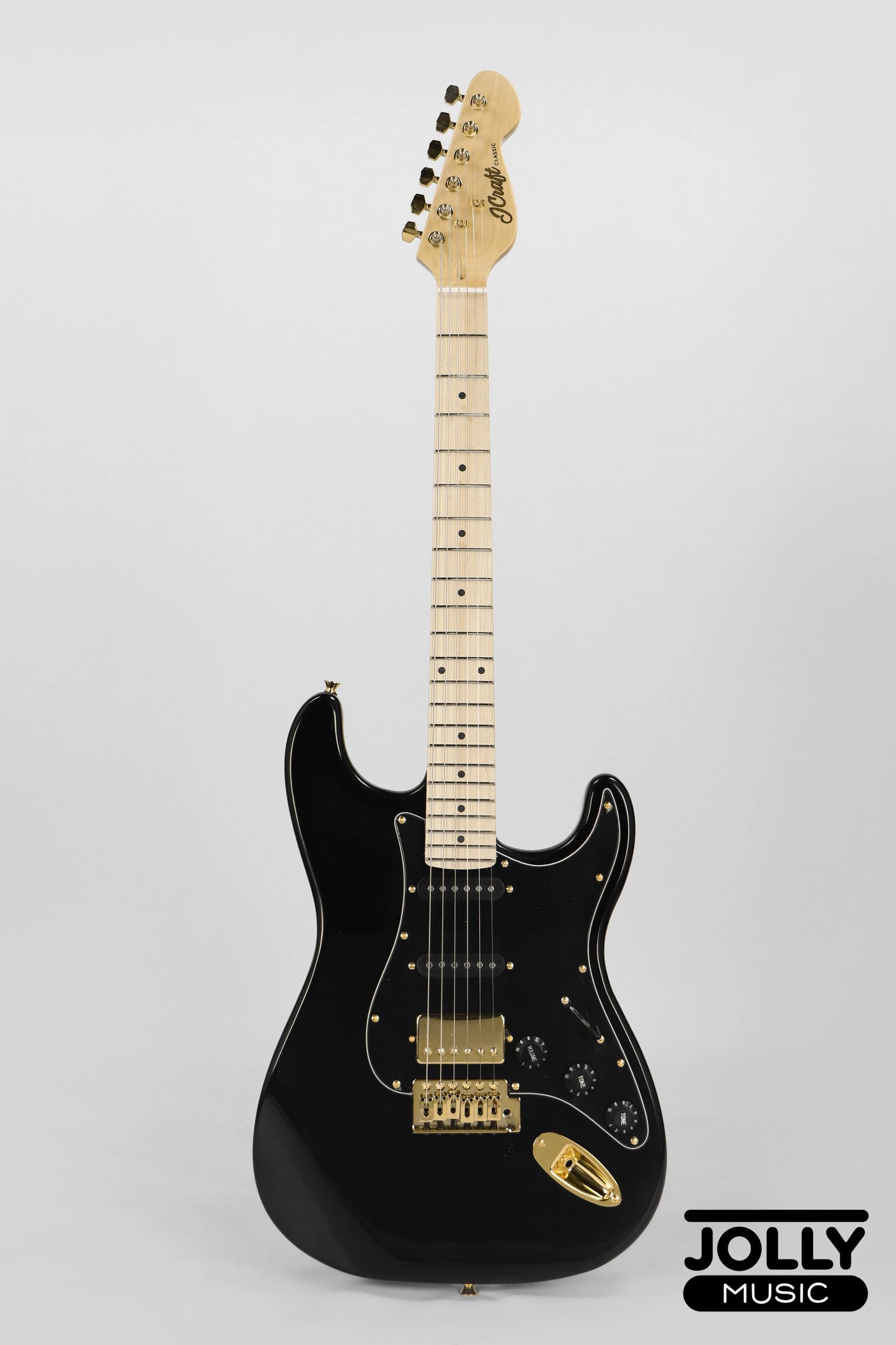 JCraft S-2HC HSS Electric Guitar with Gigbag - Tuxedo Black