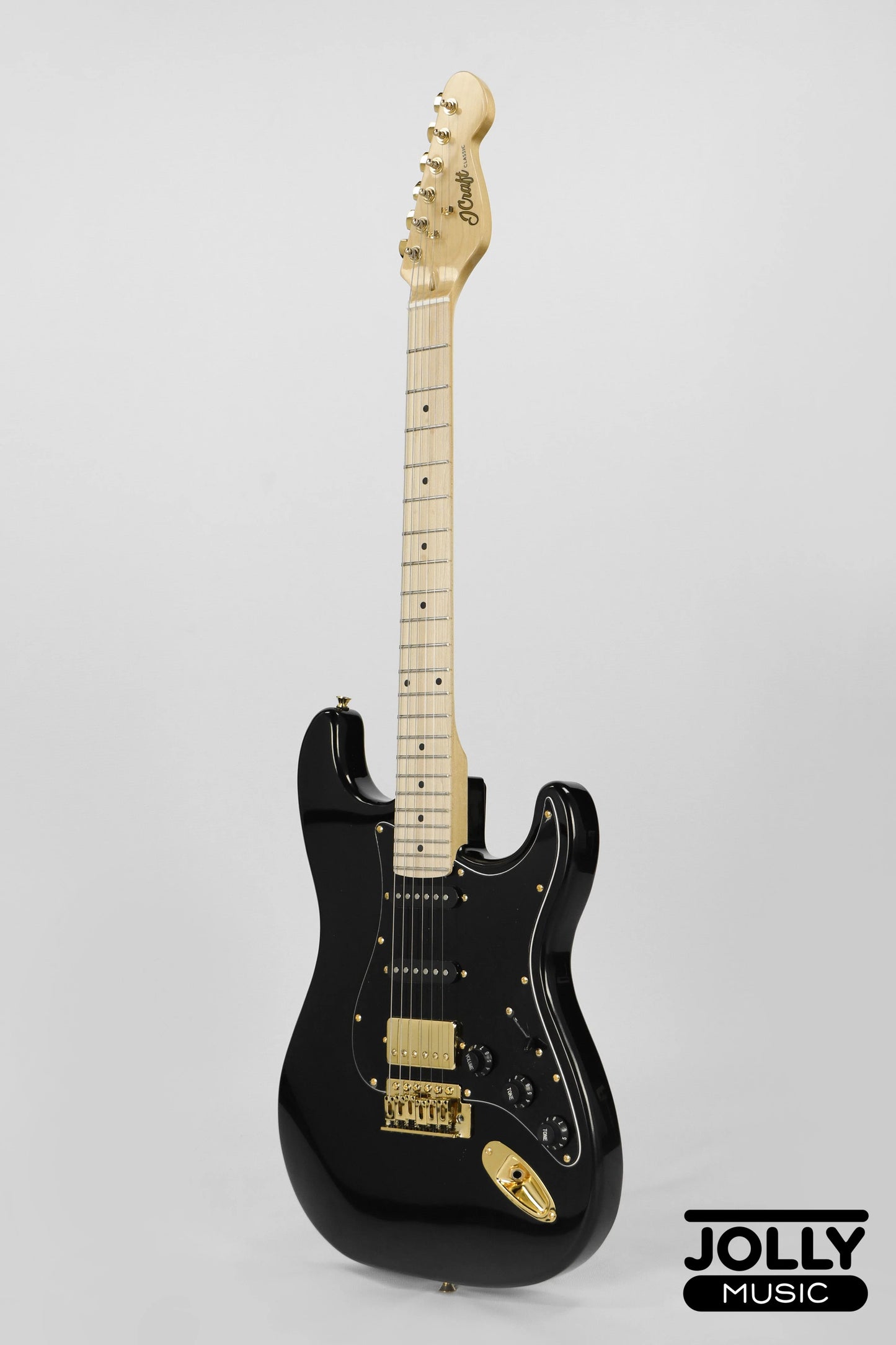 JCraft S-2HC HSS Electric Guitar with Gigbag - Tuxedo Black