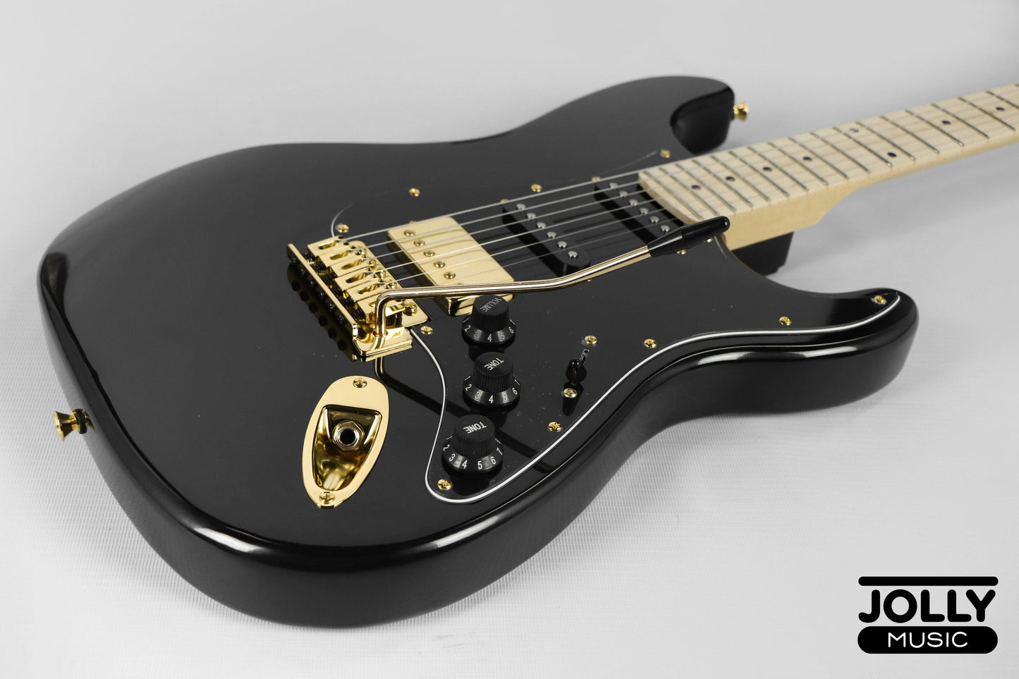 JCraft S-2HC HSS Electric Guitar with Gigbag - Tuxedo Black