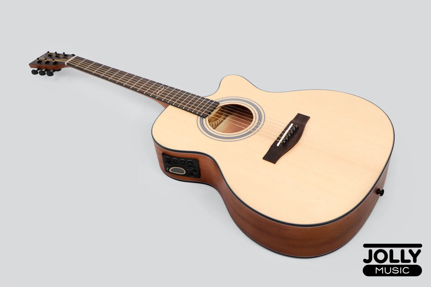 JCraft Troubadour TM-16C PRO Solid Top Orchestra Dual Pickup Mic Blend Acoustic-Electric Guitar with soft case