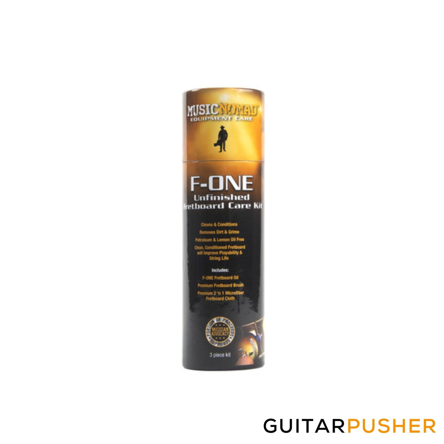 Music Nomad F-ONE Unfinished Fretboard Care Kit (Oil, Cloth, Brush) MN125