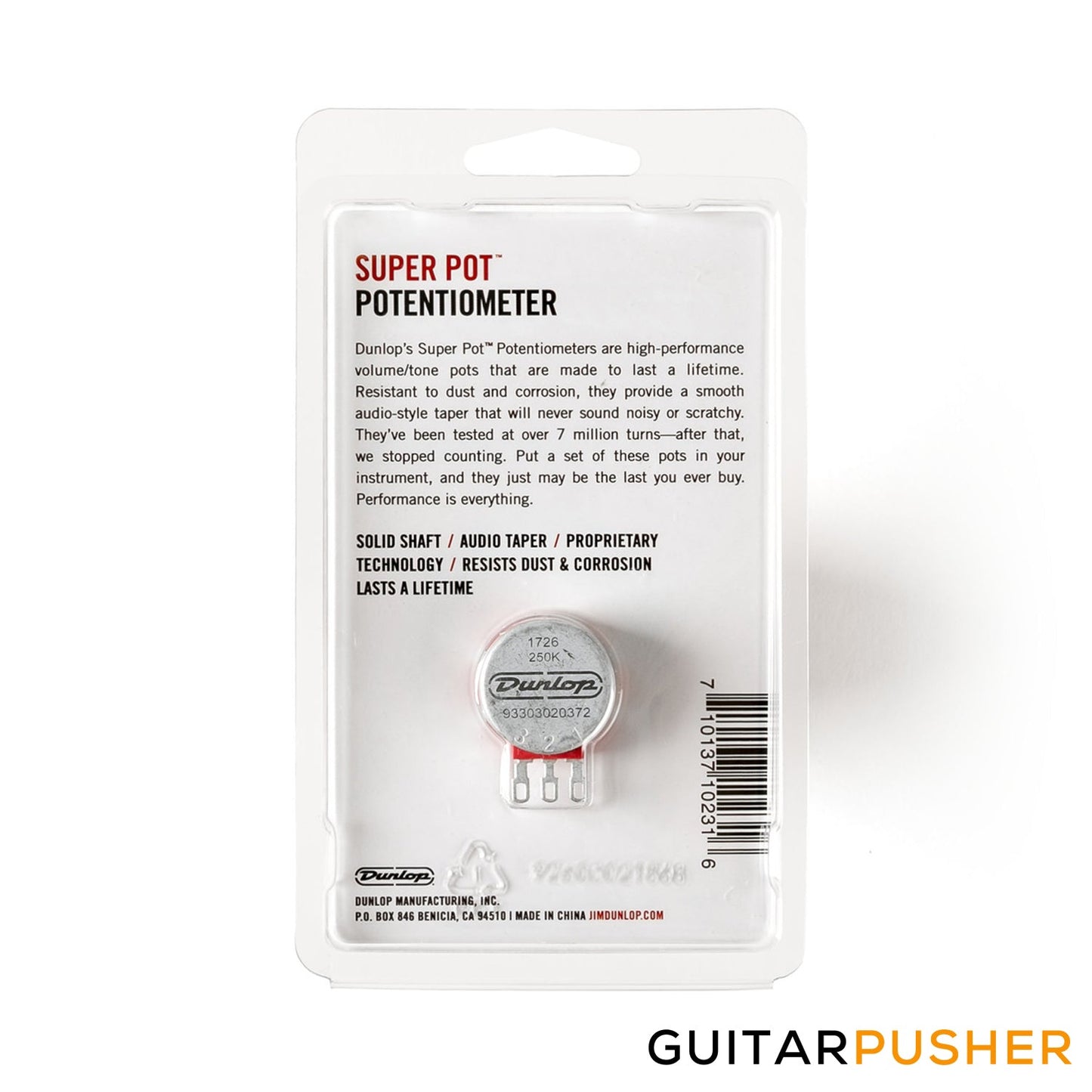 MXR Super Pot 250k Audio Taper Split Shaft Potentiometer DSP250K