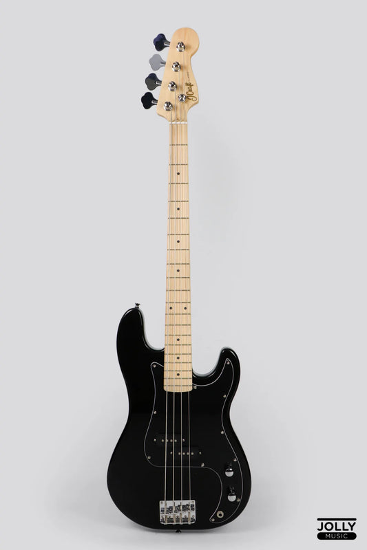 JCraft PB-1 4-String Electric Bass Guitar with Gigbag - Double Black