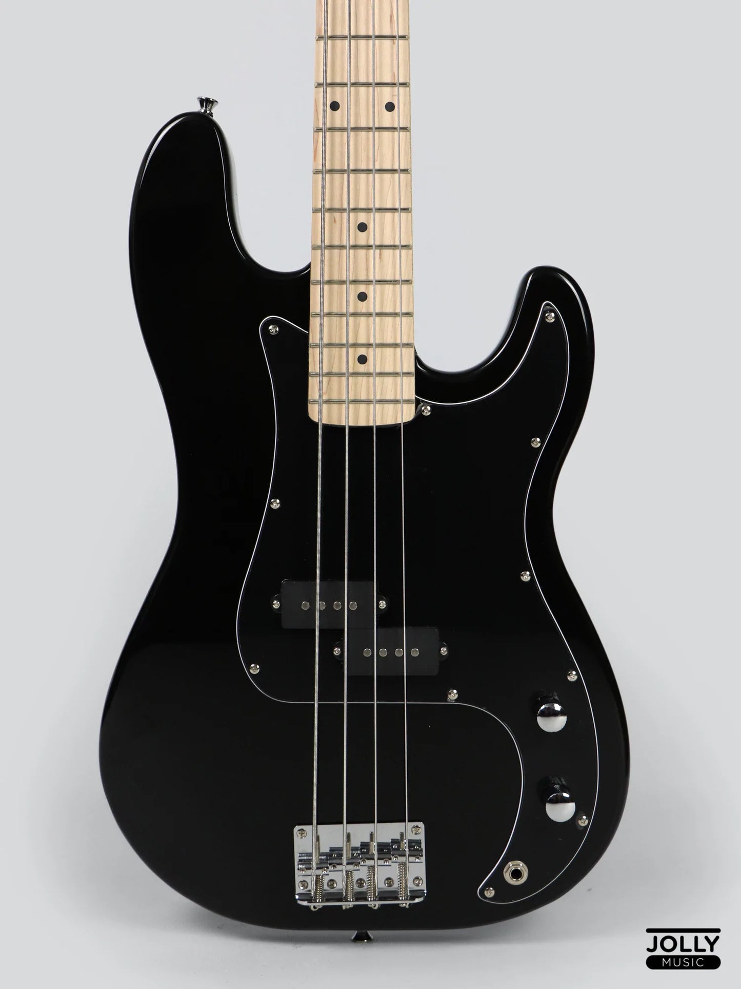 JCraft PB-1 4-String Electric Bass Guitar with Gigbag - Double Black