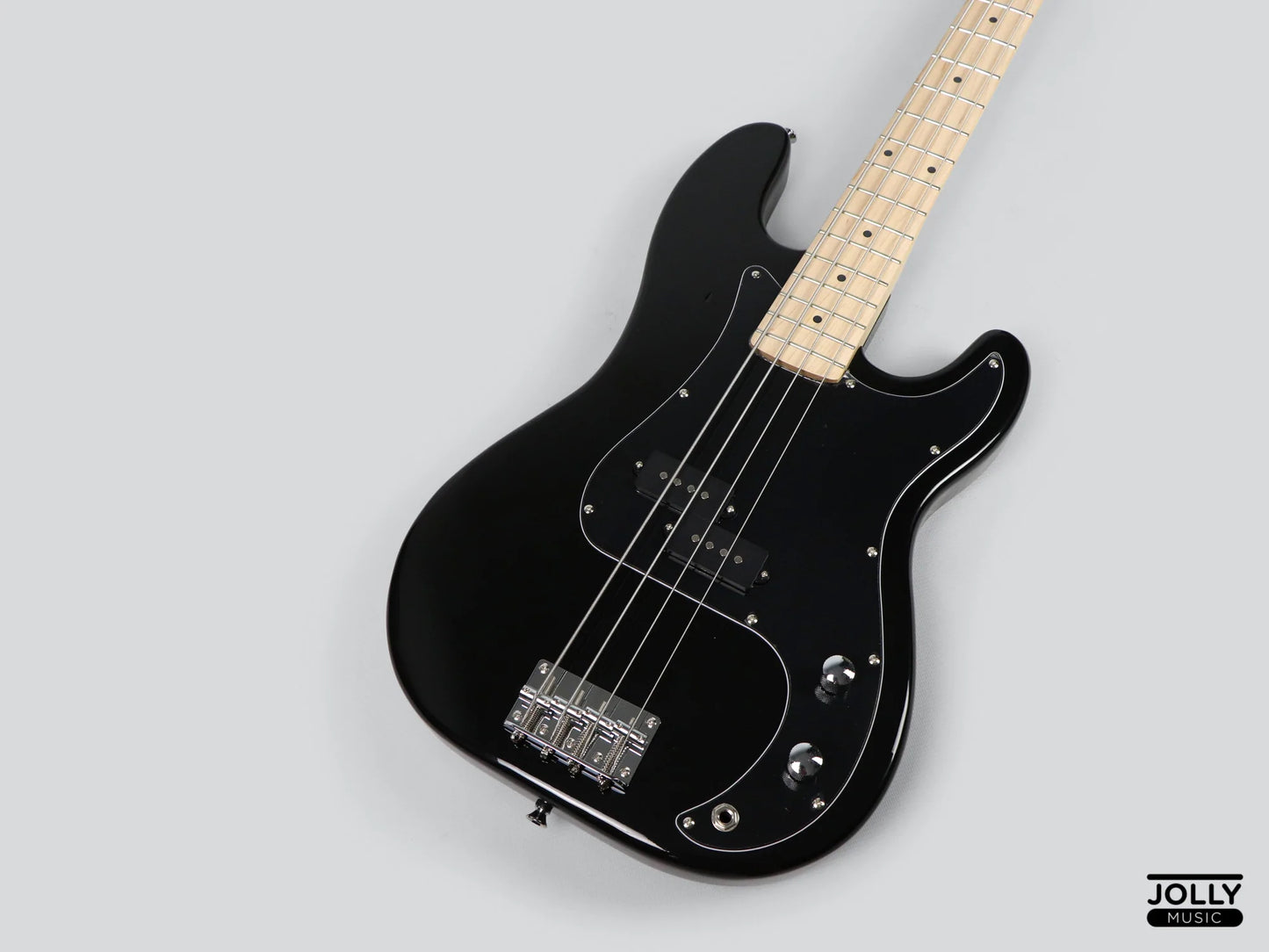 JCraft PB-1 4-String Electric Bass Guitar with Gigbag - Double Black