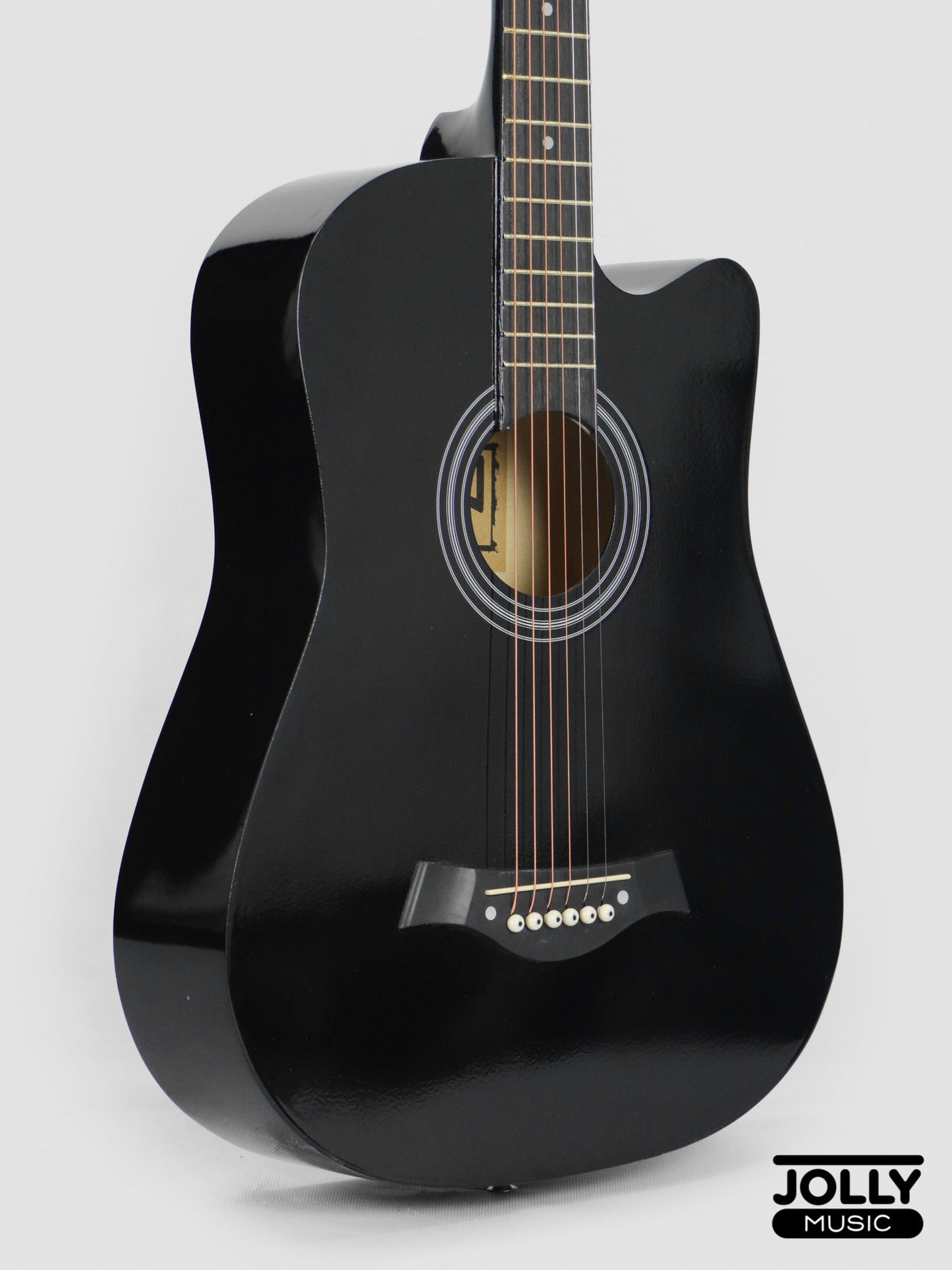 Rambo 38" Guitar K-38LT Truss Rod w/ Case, 3 Picks, Tuner, Capo - Black