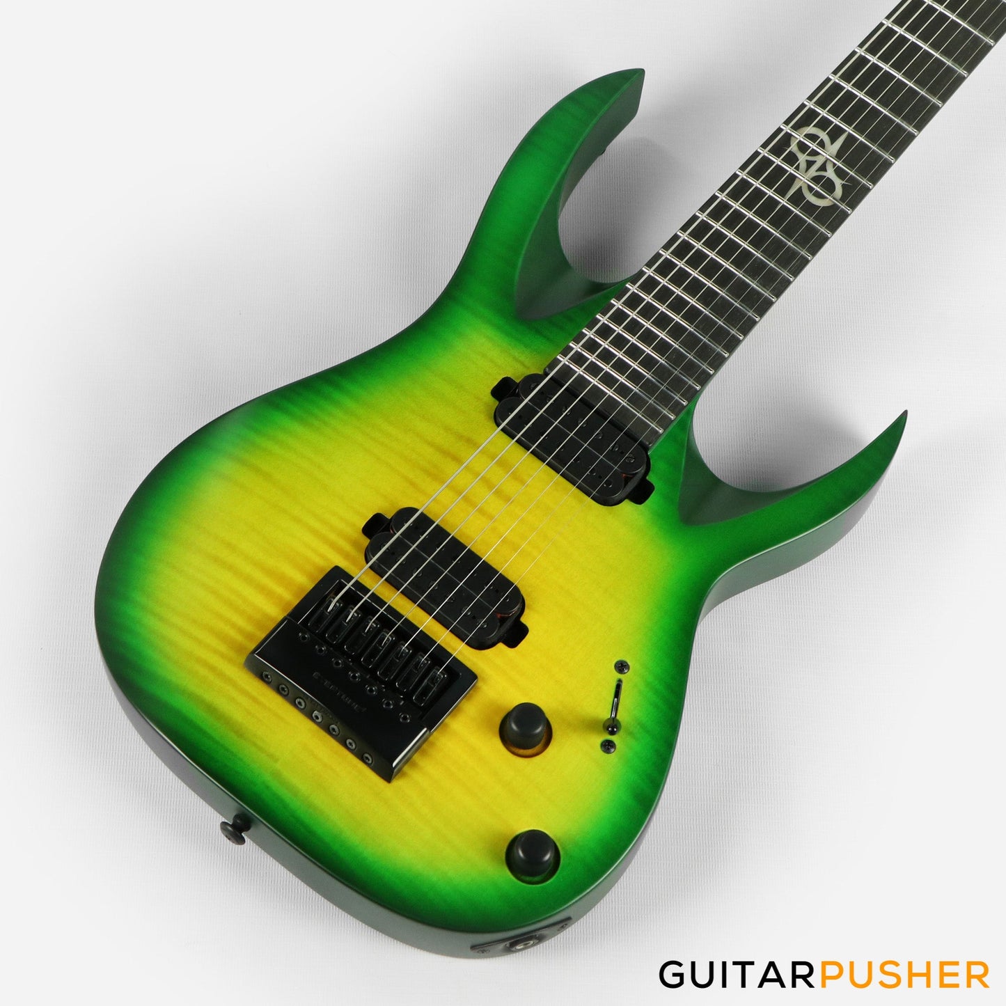 Solar Guitars A1.7LB Flame Lime Burst 7-String Electric Guitar w/ Evertune Bridge
