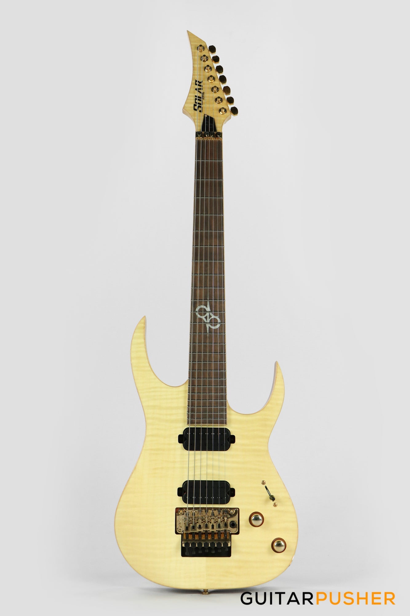 Solar Guitars SB1.7FRFM Flame Natural Matte 7-String Electric Guitar w/ Floyd Rose 1000