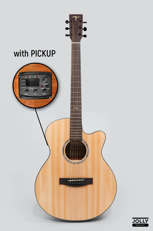 JCraft Troubadour TF-10CE Small Jumbo Acoustic Guitar with Pickups and soft case