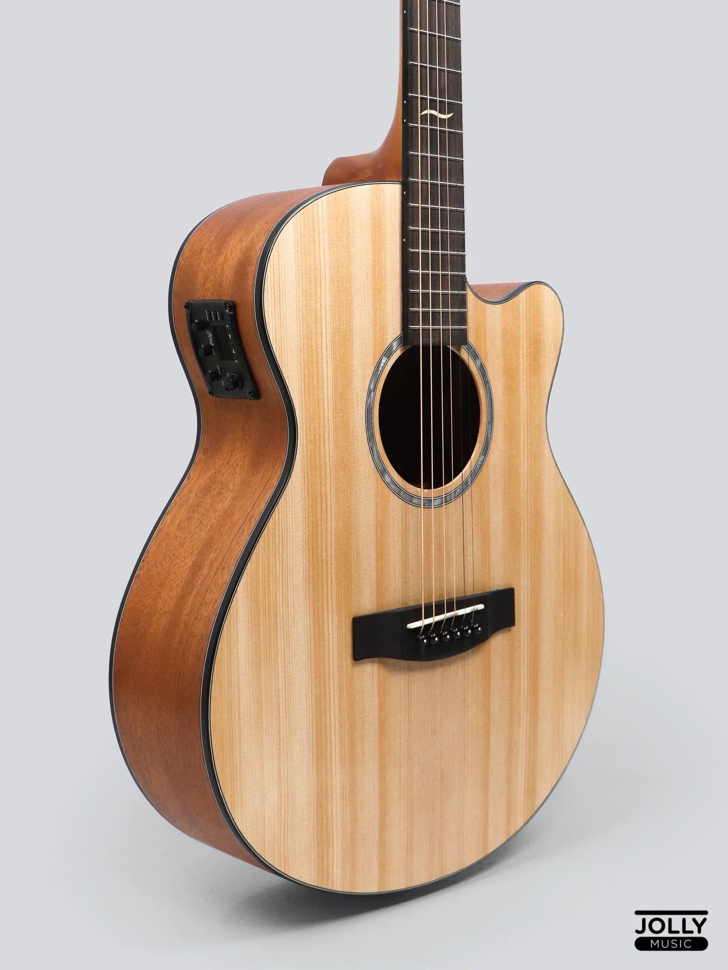 JCraft Troubadour TF-10CE Small Jumbo Acoustic Guitar with Pickups and soft case