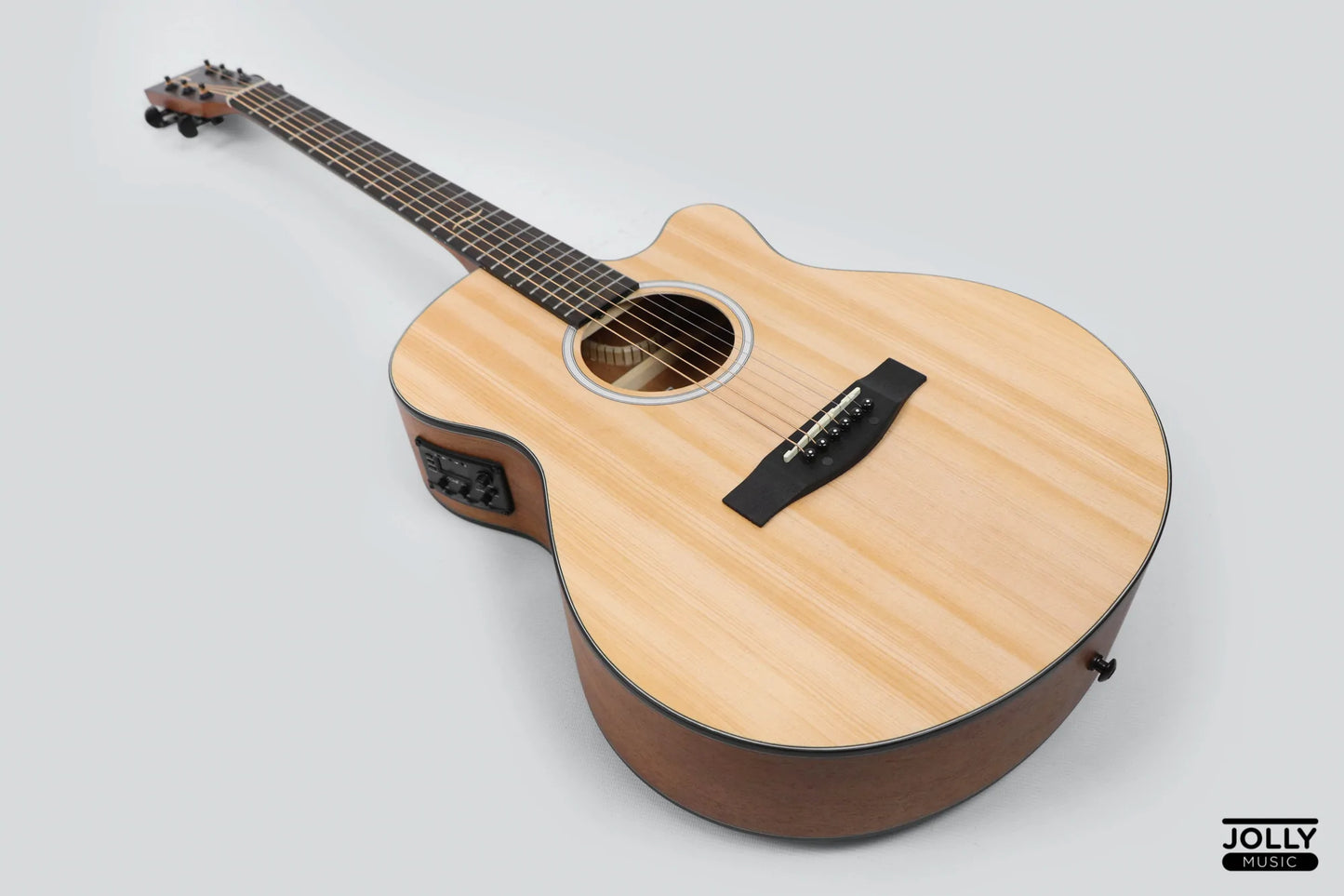 JCraft Troubadour TF-10CE Small Jumbo Acoustic Guitar with Pickups and soft case