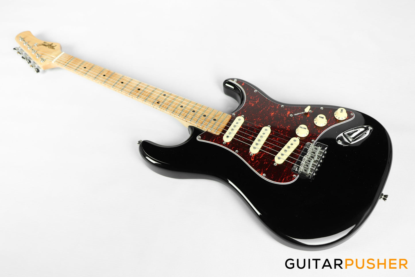 Tagima New T-635 Classic Series S Style Electric Guitar - Black (Maple Fingerboard/Tortoise Shell Pickguard)