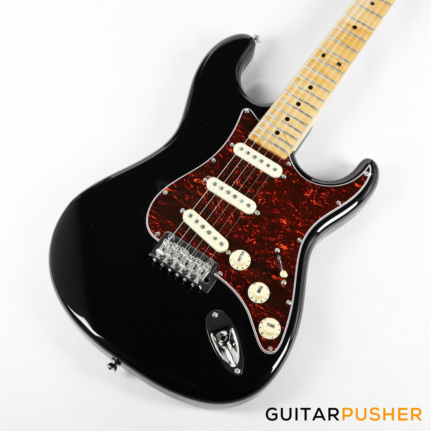 Tagima New T-635 Classic Series S Style Electric Guitar - Black (Maple Fingerboard/Tortoise Shell Pickguard)