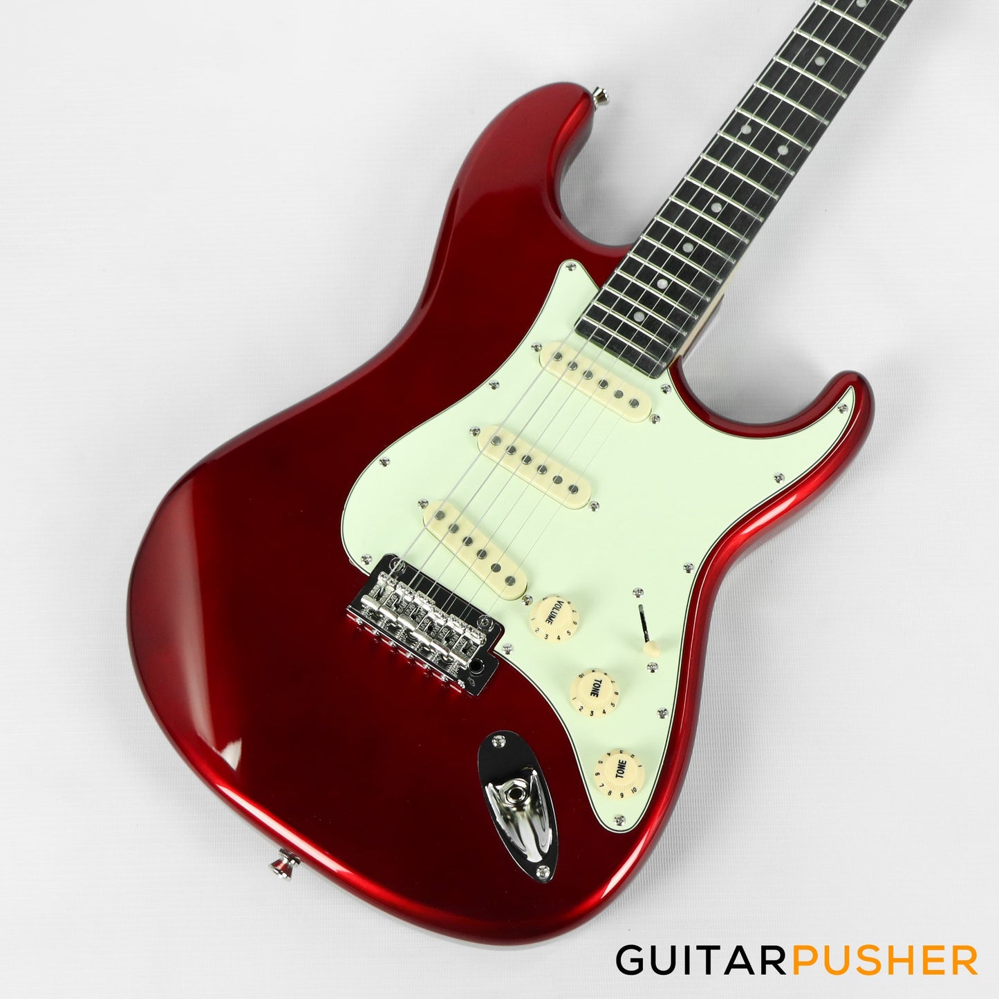 Tagima New T-635 Classic Series S Style Electric Guitar - Metallic Red (Rosewood Fingerboard/Mint Green Pickguard)