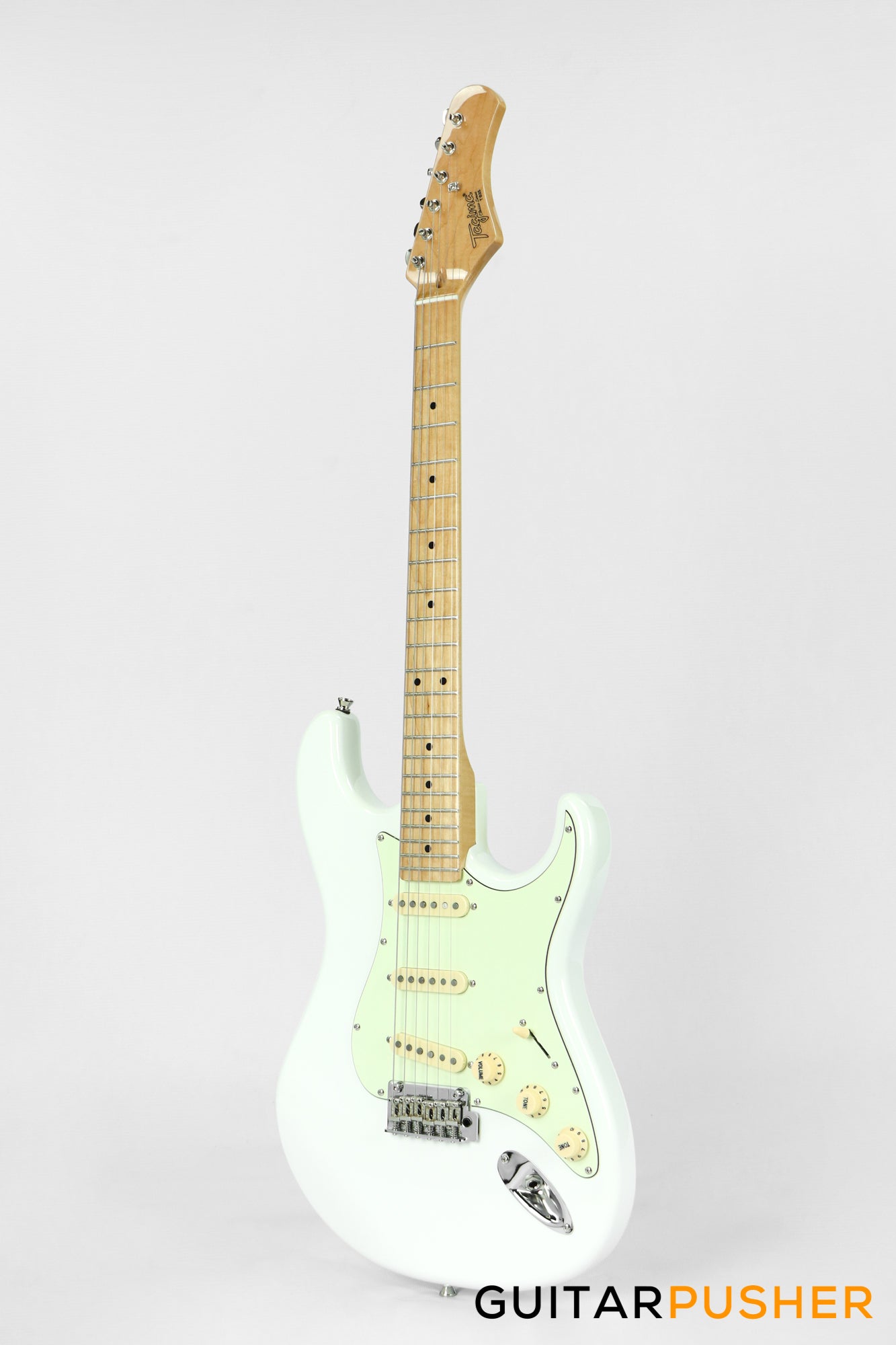 Tagima New T-635 Classic Series S Style Electric Guitar - Olympic White (Maple Fingerboard/Mint Green Pickguard)