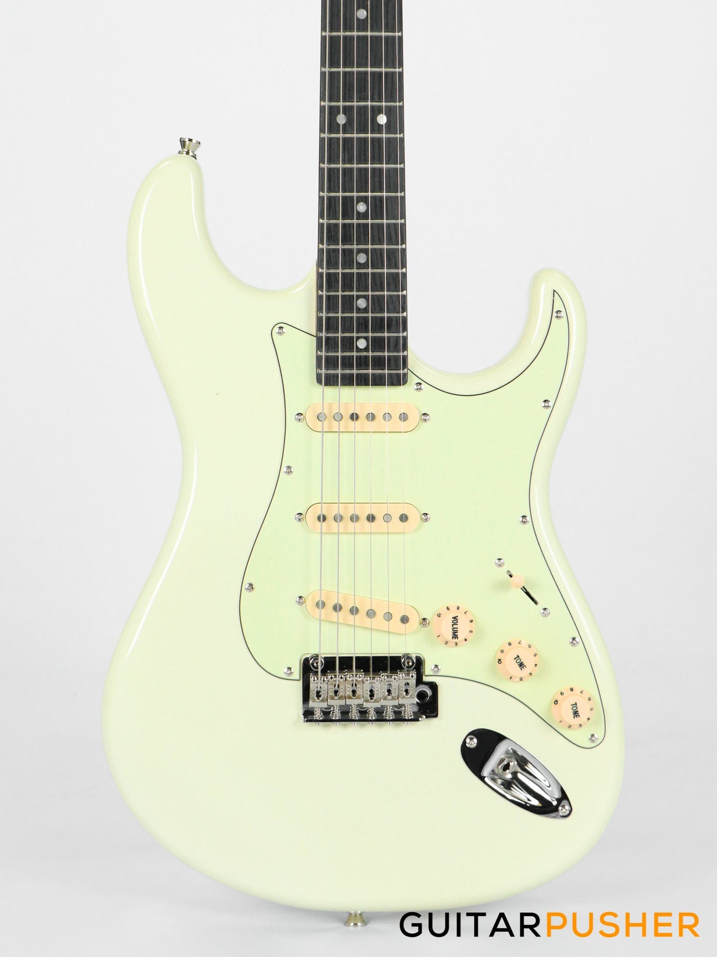 Tagima New T-635 Classic Series S Style Electric Guitar - Vintage White (Rosewood Fingerboard/Mint Green Pickguard)