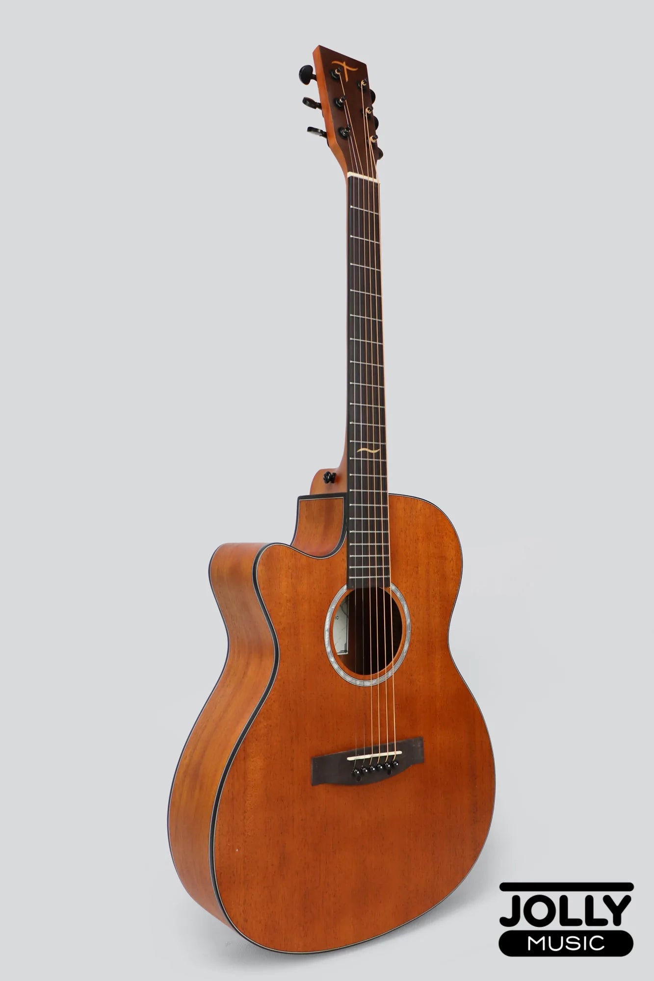 JCraft Troubadour TM-15C LEFT HAND All-Mahogany Orchestra Cutaway Acoustic Guitar with soft case