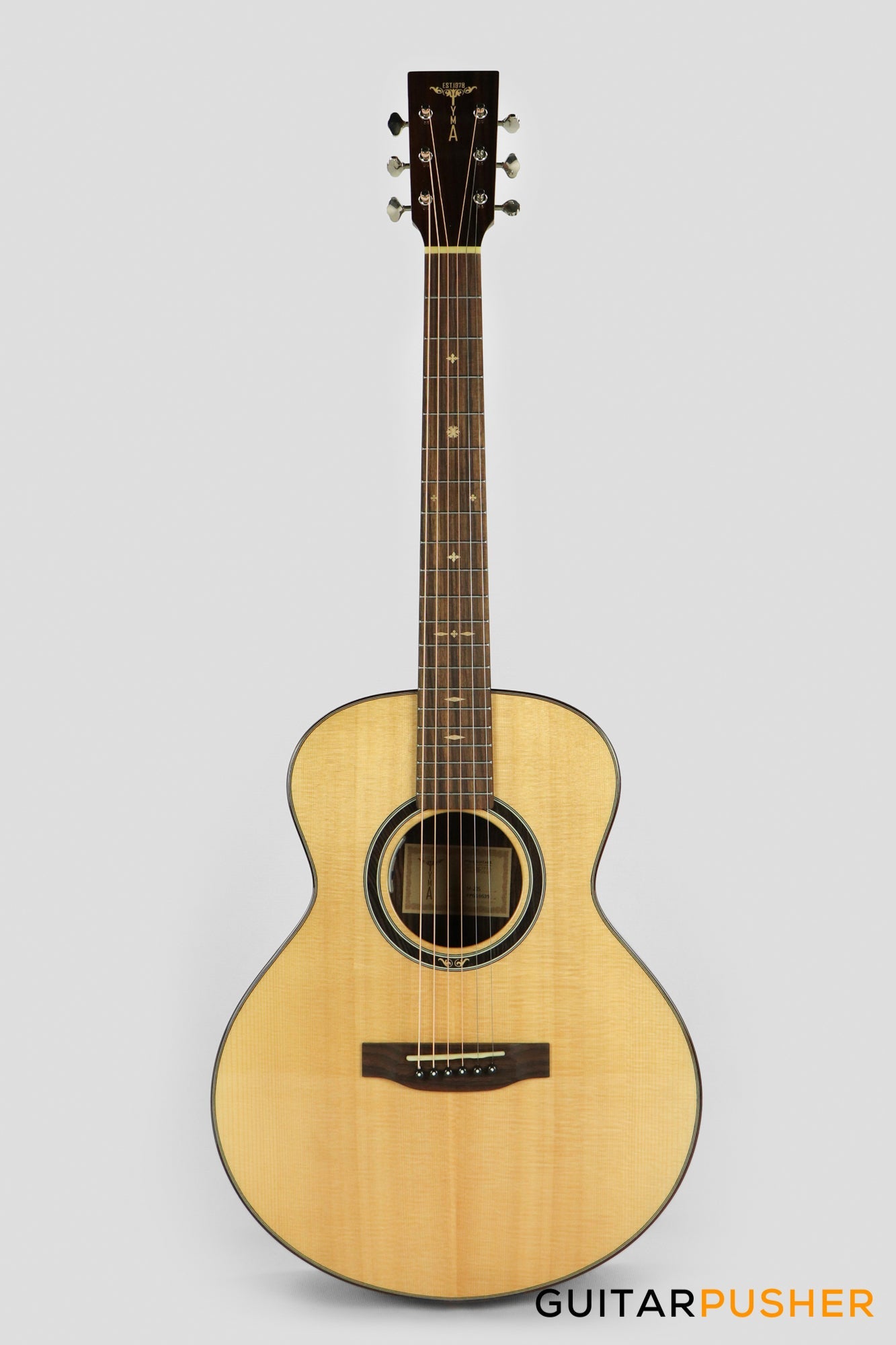 Tyma M-20SE Solid Spruce Top Indian Rosewood Mini Jumbo Acoustic-Electric Guitar with Tyma T-200 pickups