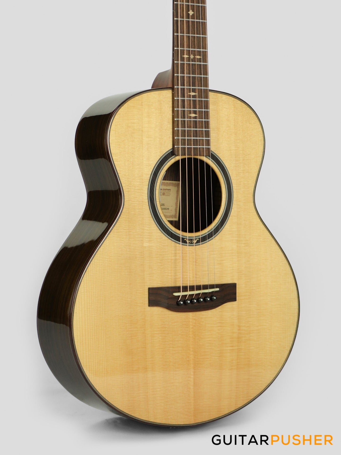 Tyma M-20SE Solid Spruce Top Indian Rosewood Mini Jumbo Acoustic-Electric Guitar with Tyma T-200 pickups