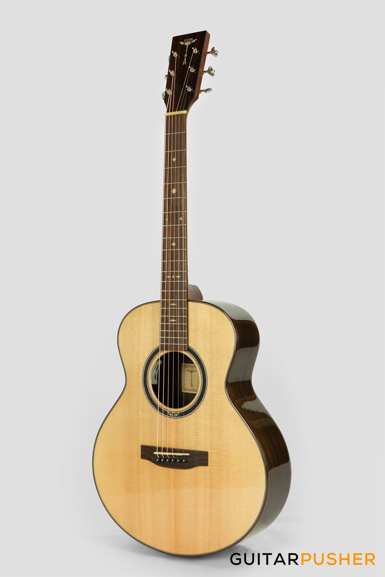 Tyma M-20SE Solid Spruce Top Indian Rosewood Mini Jumbo Acoustic-Electric Guitar with Tyma T-200 pickups