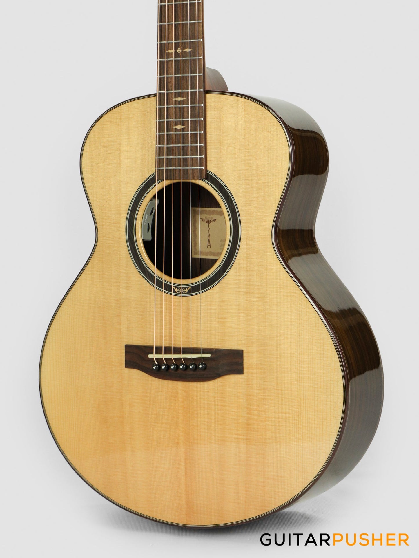 Tyma M-20SE Solid Spruce Top Indian Rosewood Mini Jumbo Acoustic-Electric Guitar with Tyma T-200 pickups