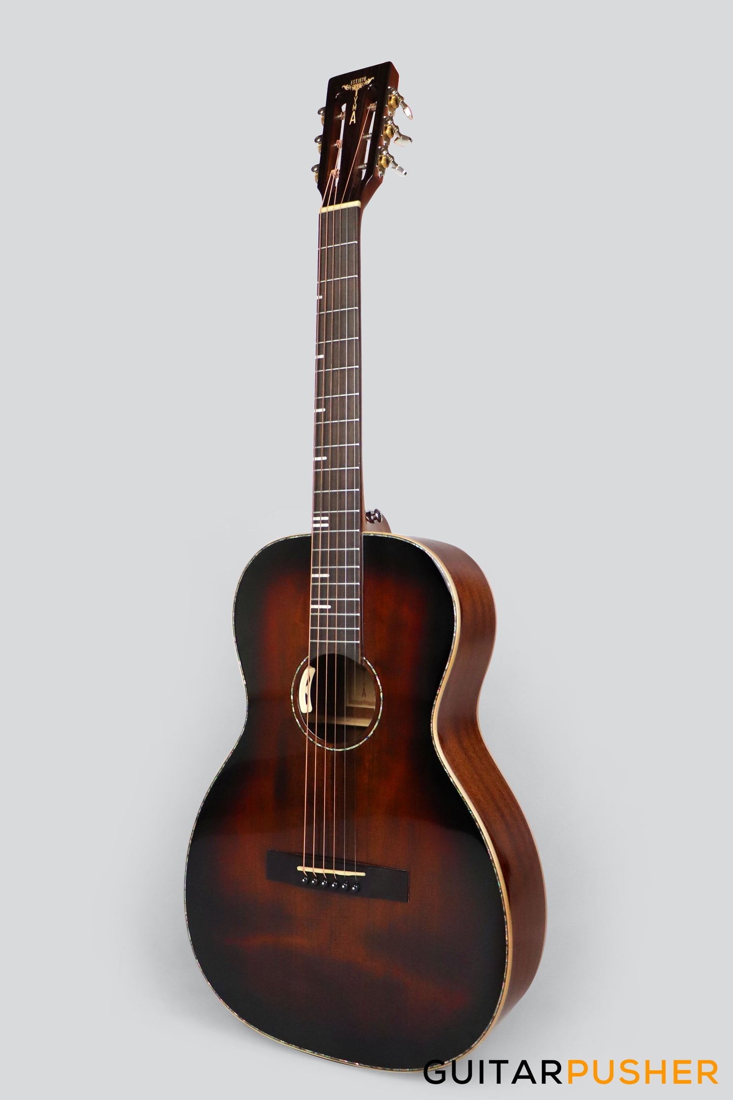 Tyma TP-18E Solid Top 00 Parlor Acoustic Guitar - Brown Sunburst