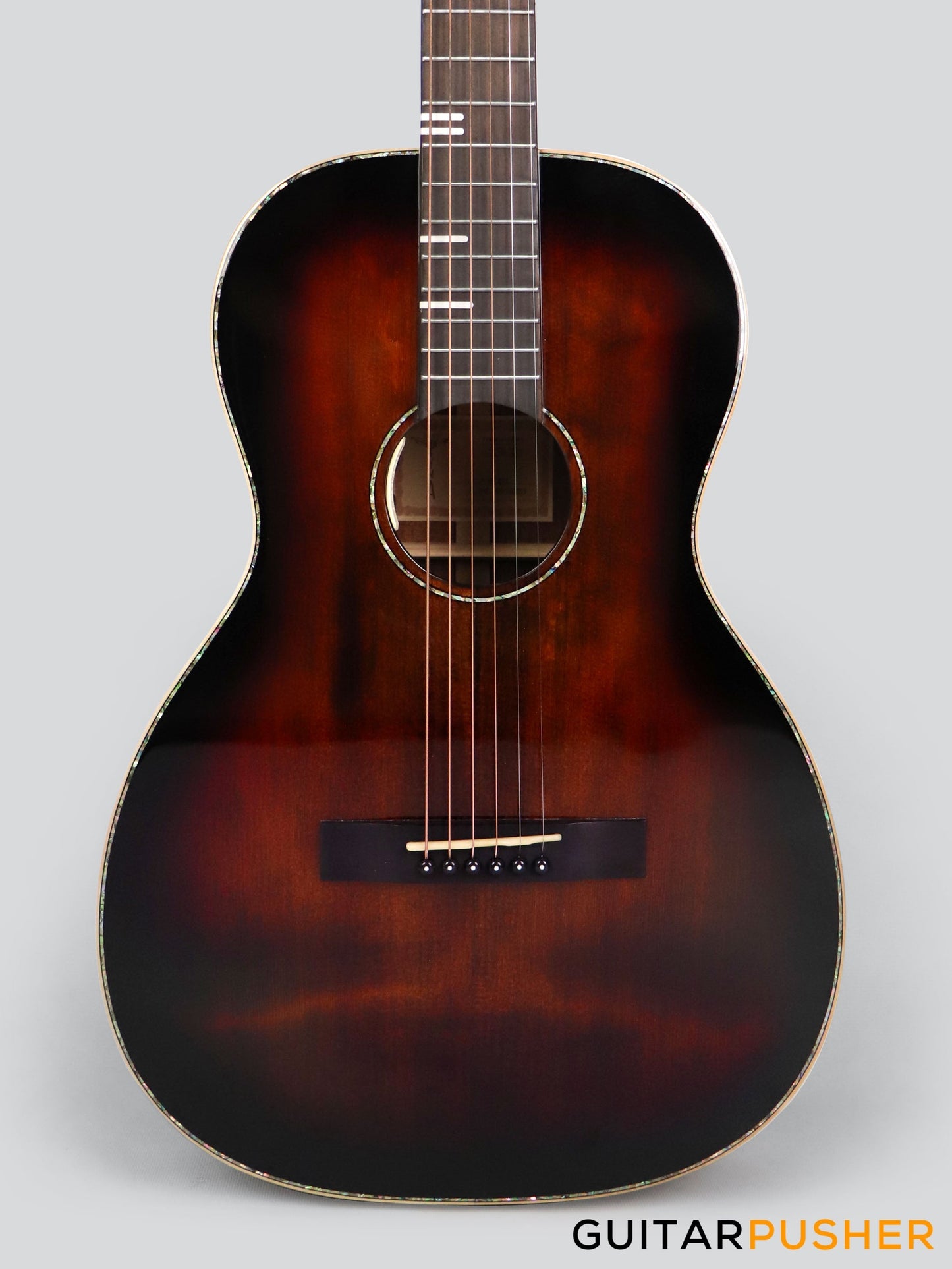 Tyma TP-18E Solid Top 00 Parlor Acoustic Guitar - Brown Sunburst