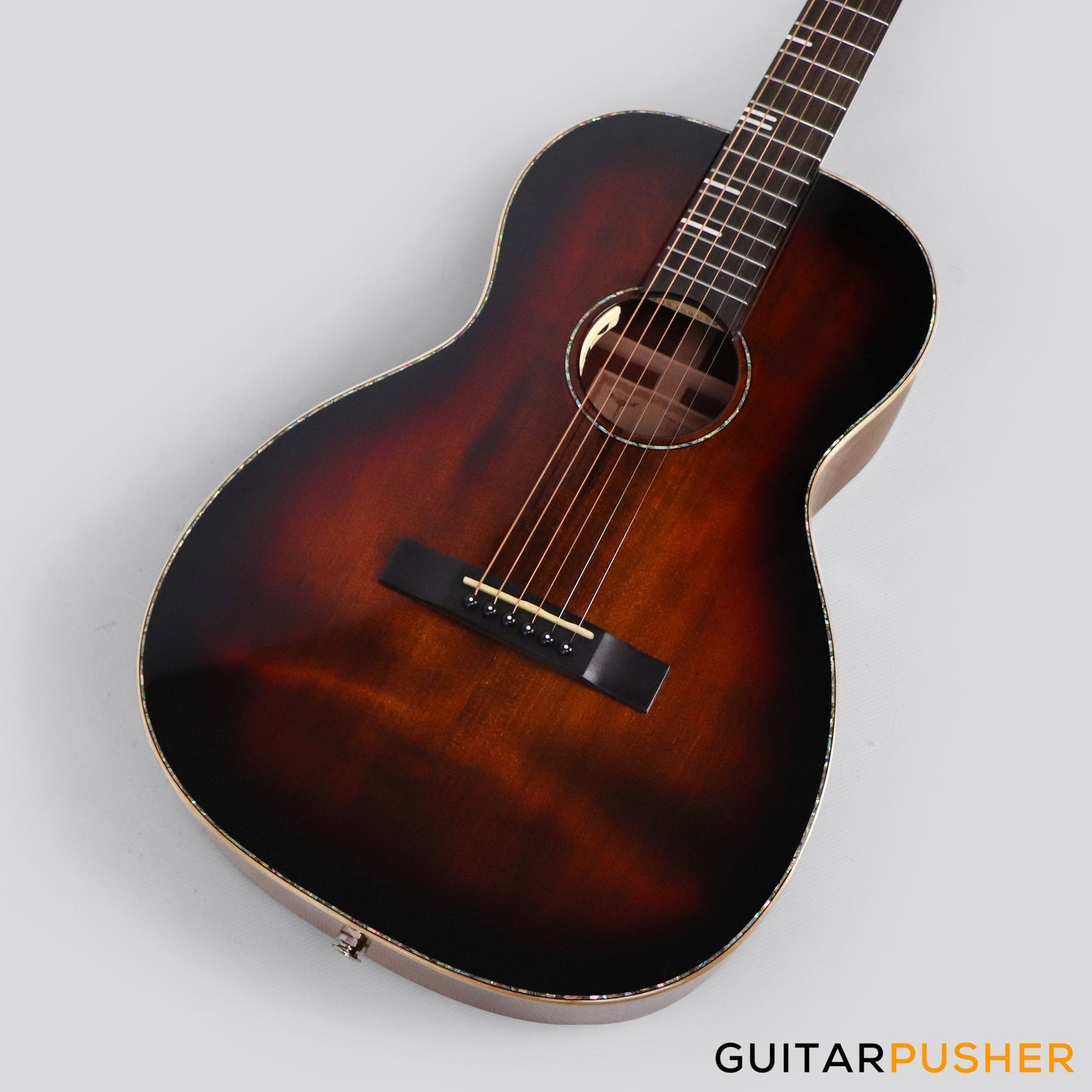 Tyma TP-18E Solid Top 00 Parlor Acoustic Guitar - Brown Sunburst