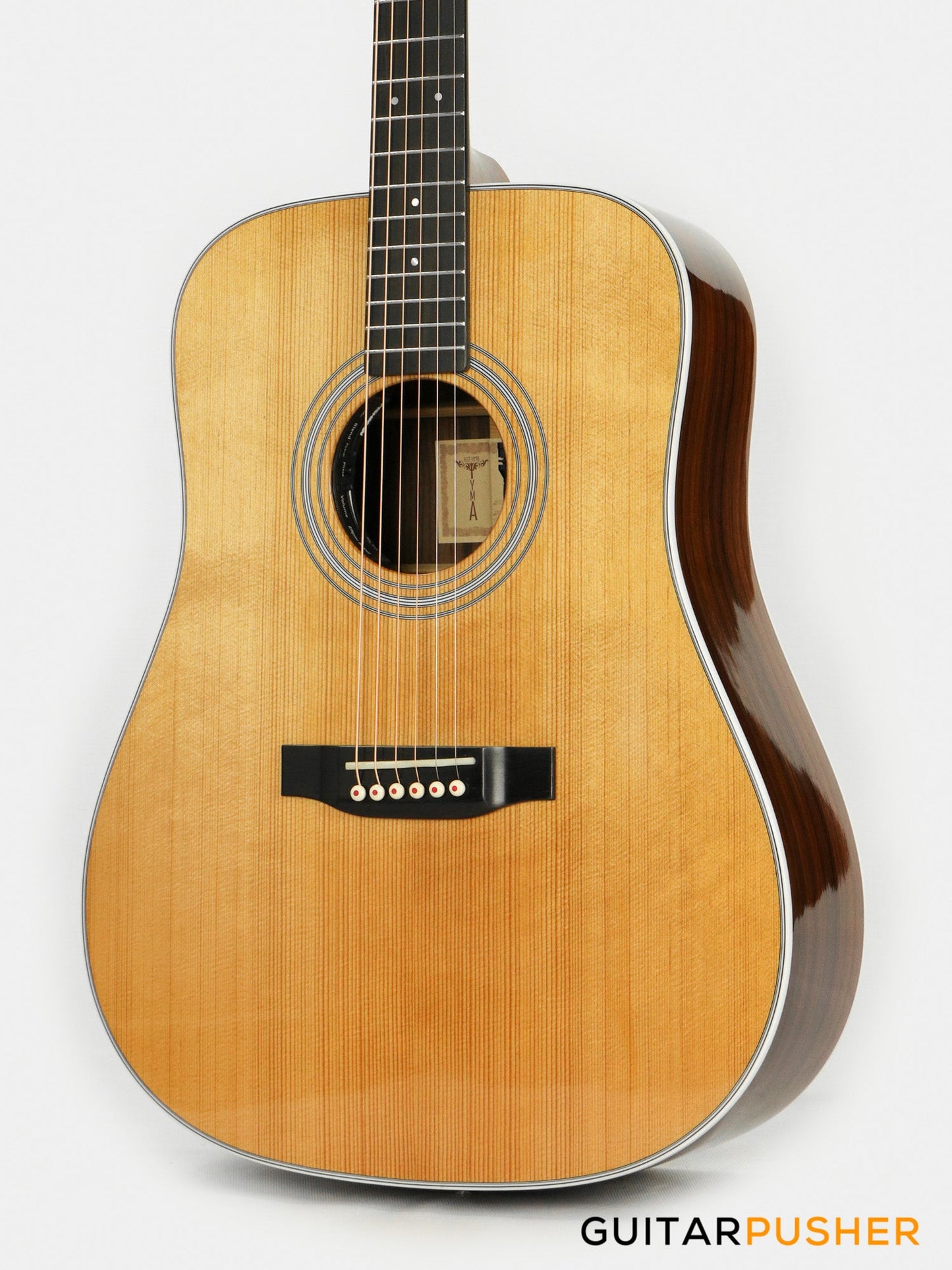Tyma TD-28E All-Solid Wood Sitka Spruce Top Indian Rosewood Dreadnought Acoustic-Electric Guitar with Fishman Ellipse Matrix Blend Dual Pickups