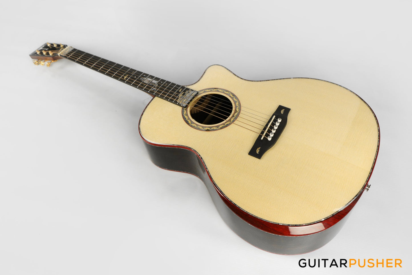 Tyma V-40E All-Solid Wood European Spruce Top Indian Rosewood Grand Auditorium Acoustic-Electric Guitar with T-200 preamp