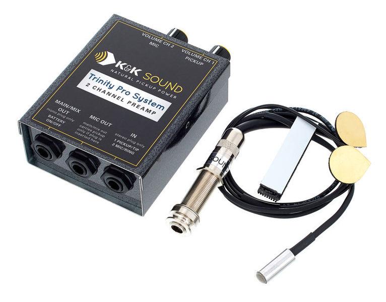 K&K Trinity PRO Mini bridge plate + microphone pickup system with Preamp - GuitarPusher
