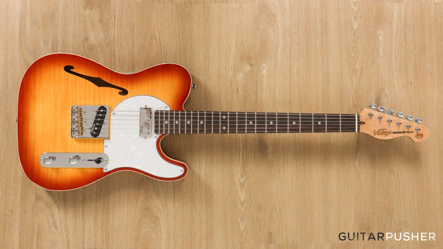 Vintage V72 Custom Spec Hardtail Semi-Hollow Telecaster - GuitarPusher