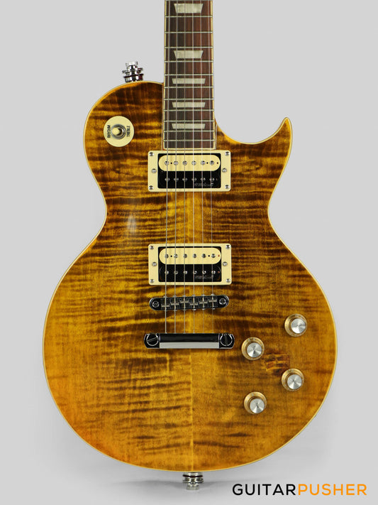 Vintage V100 AFD "Slash" Reissue Electric Guitar - Flamed Amber