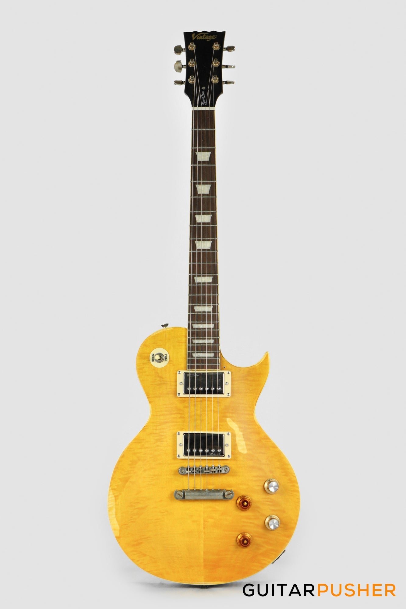 Vintage V100 Icon Reissue Electric Guitar - Distressed Lemon Drop
