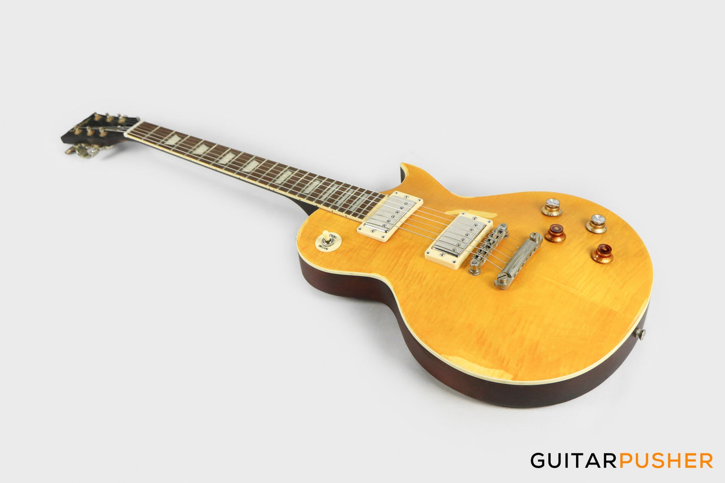 Vintage V100 Icon Reissue Electric Guitar - Distressed Lemon Drop