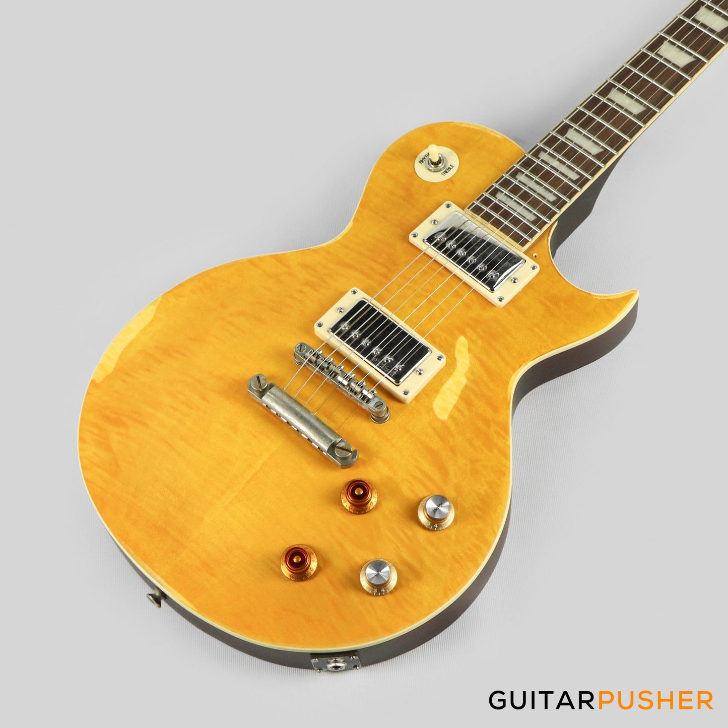 Vintage V100 Icon Reissue Electric Guitar - Distressed Lemon Drop