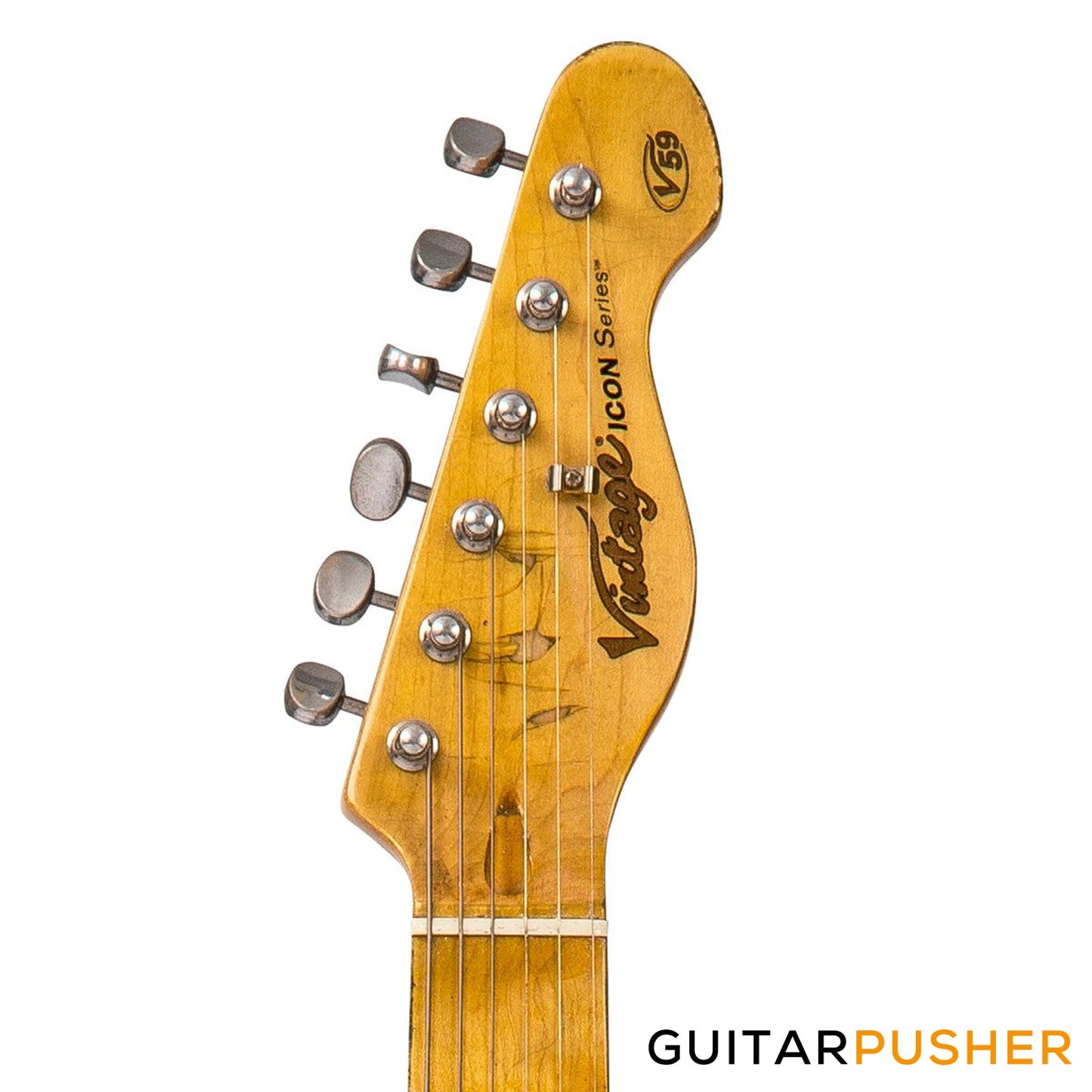 Vintage V59 ProShop Unique T-Style Single Coil Electric Guitar - Stripped Tobacco Blueburst