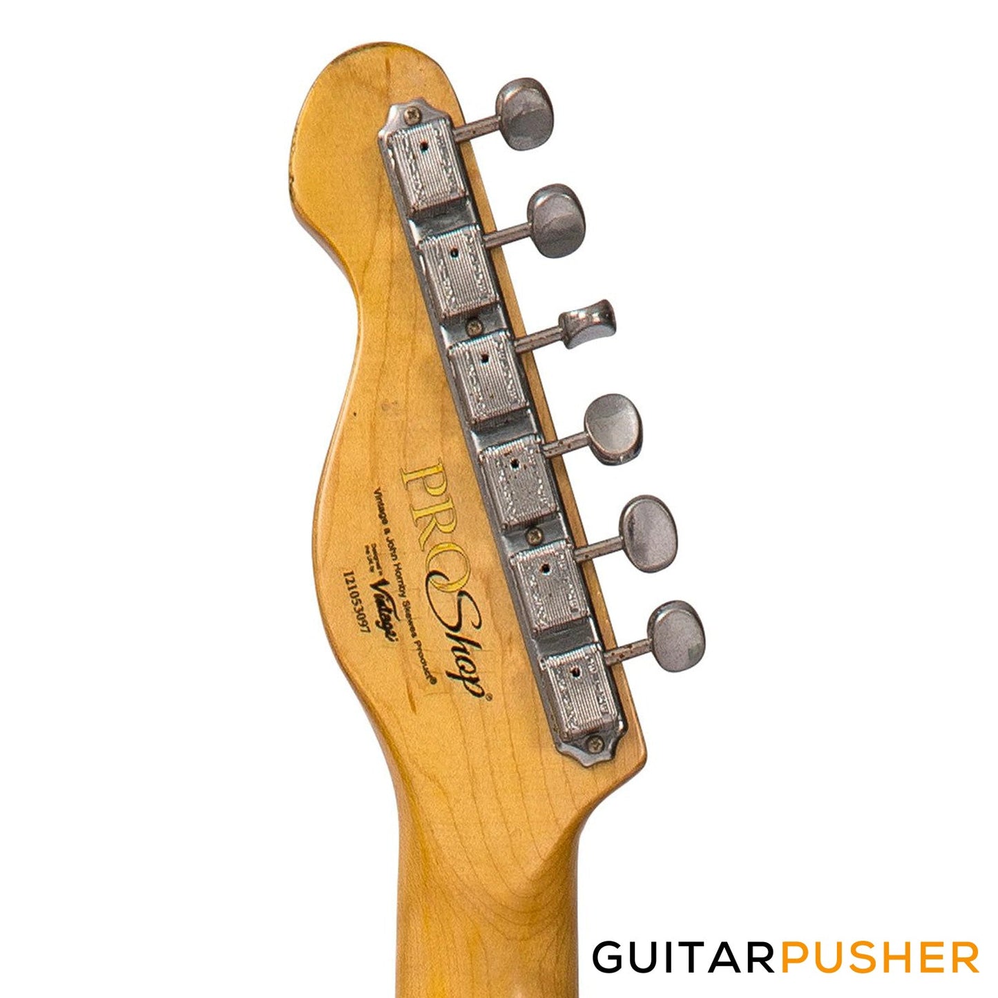 Vintage V59 ProShop Unique T-Style Single Coil Electric Guitar - Stripped Tobacco Blueburst