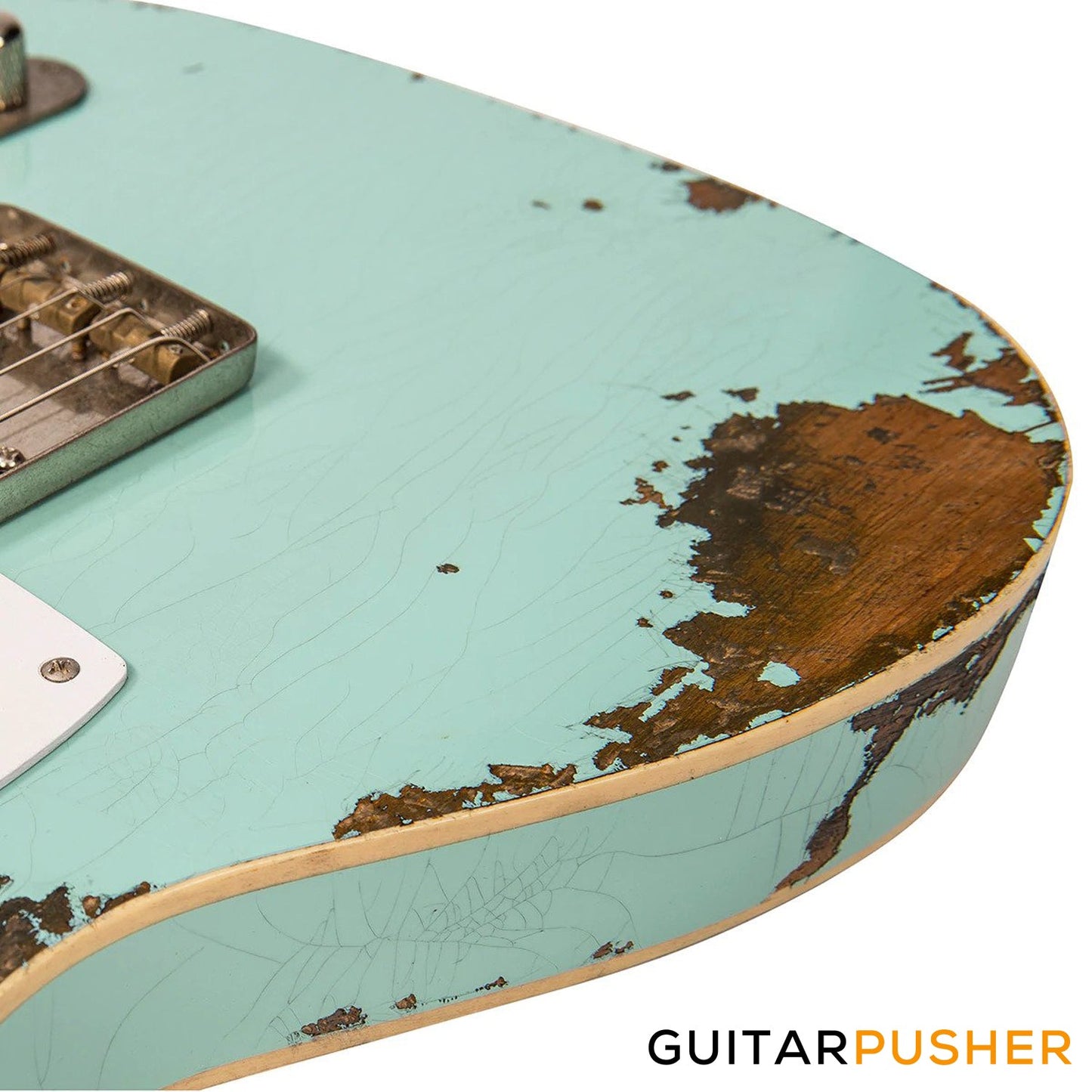 Vintage V59 ProShop Unique T-Style Single Coil Electric Guitar - Stripped Tobacco Blueburst
