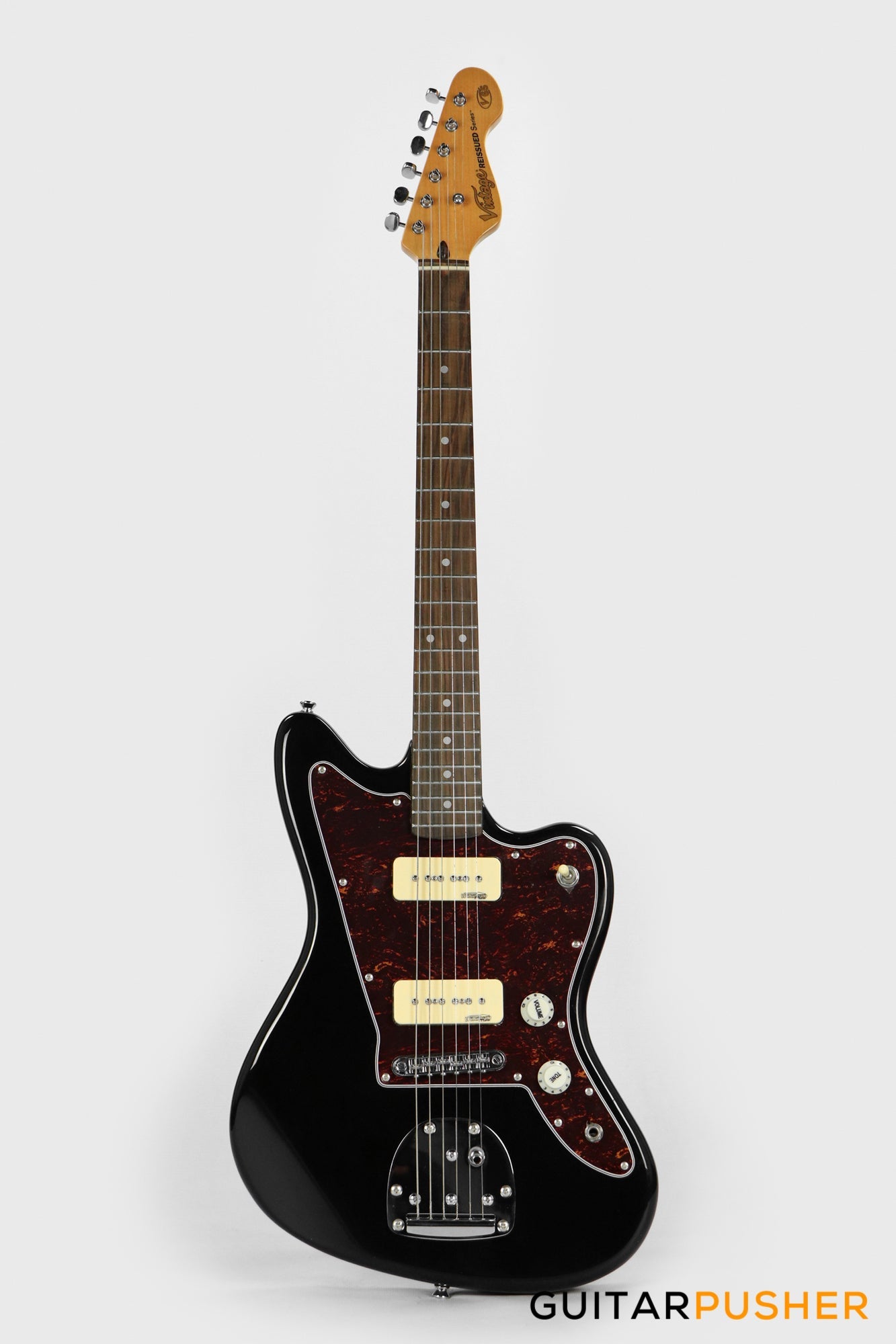 Vintage V65V Reissue Offset Electric Guitar - Gloss Black