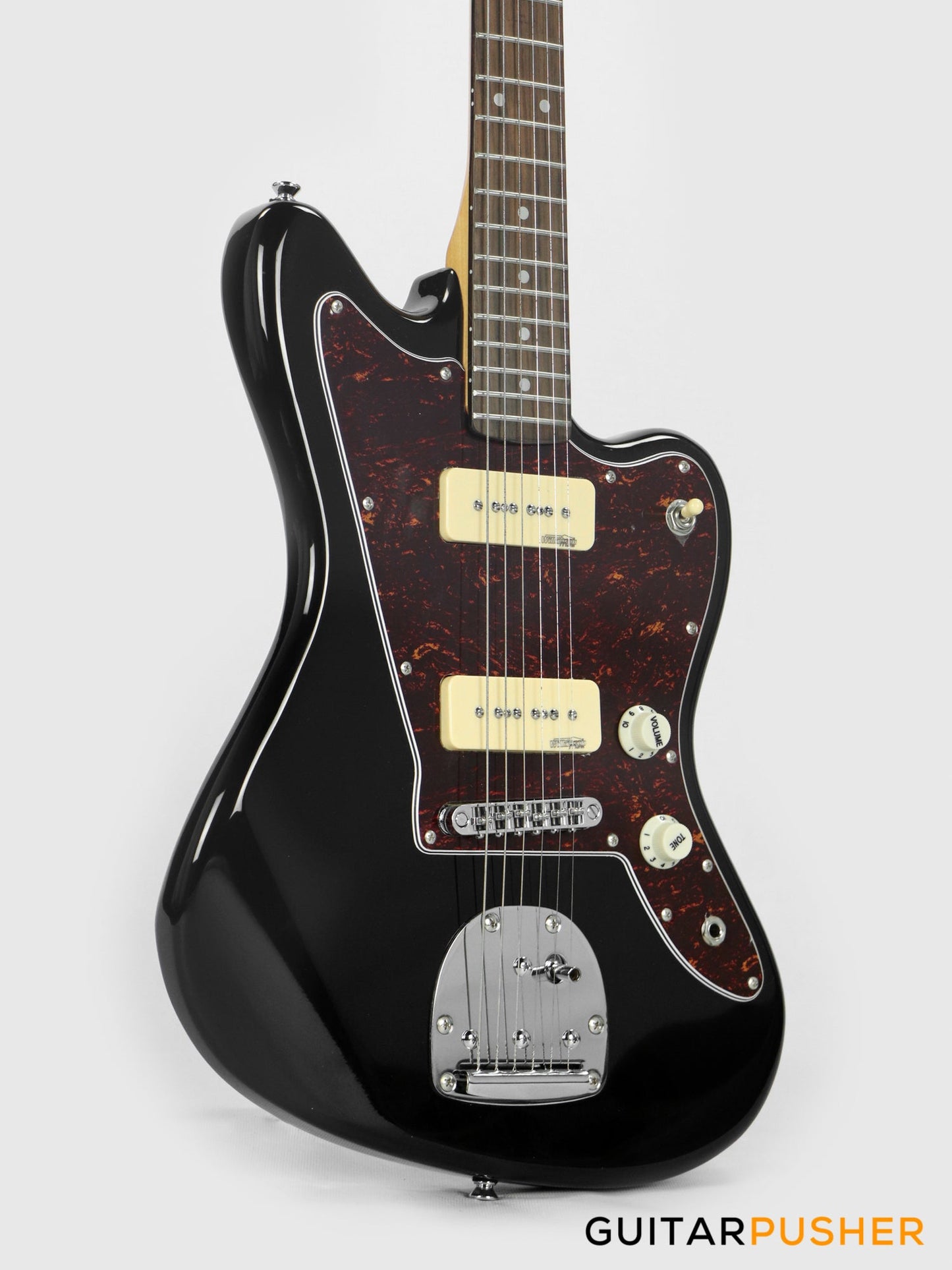 Vintage V65V Reissue Offset Electric Guitar - Gloss Black