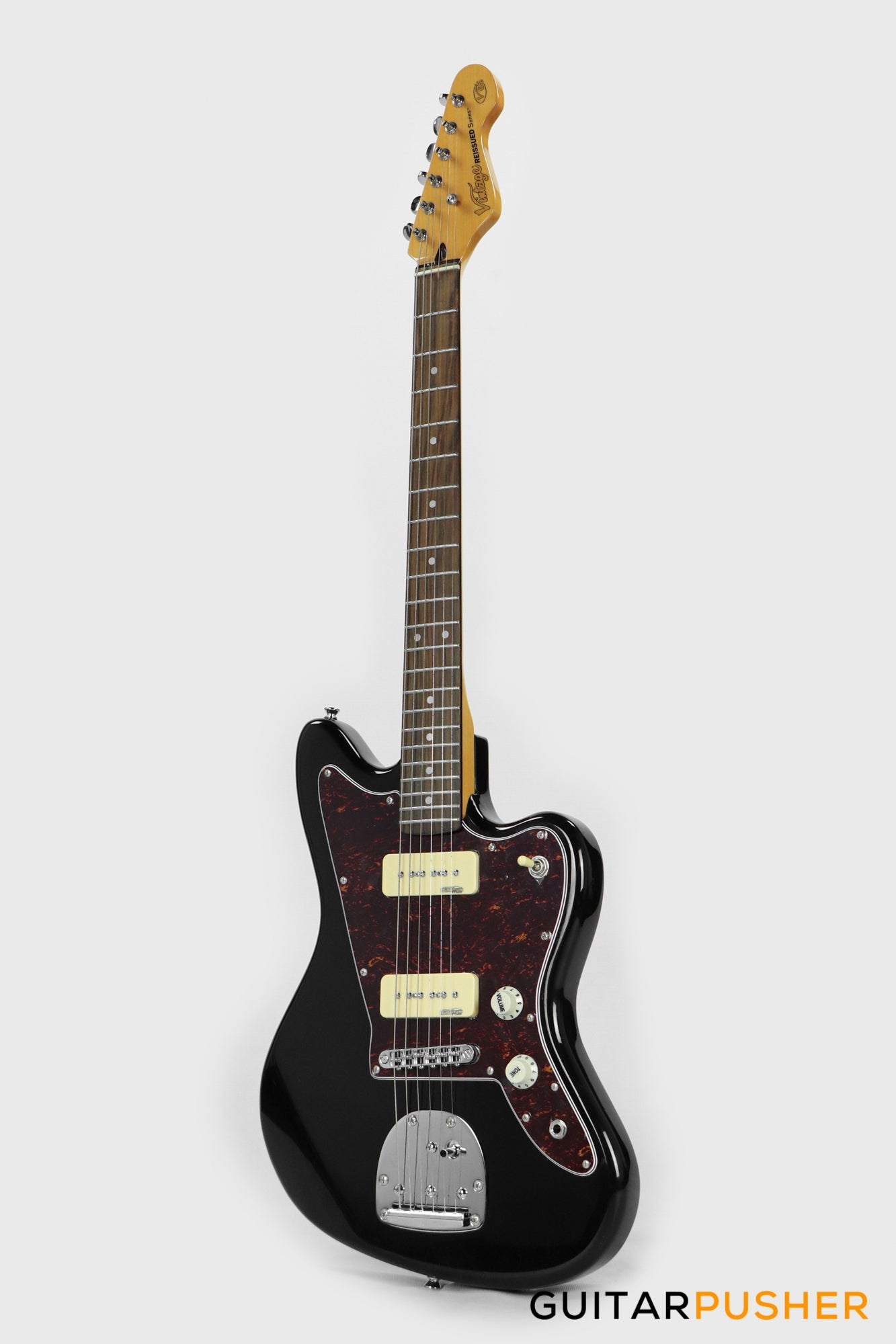 Vintage V65V Reissue Offset Electric Guitar - Gloss Black