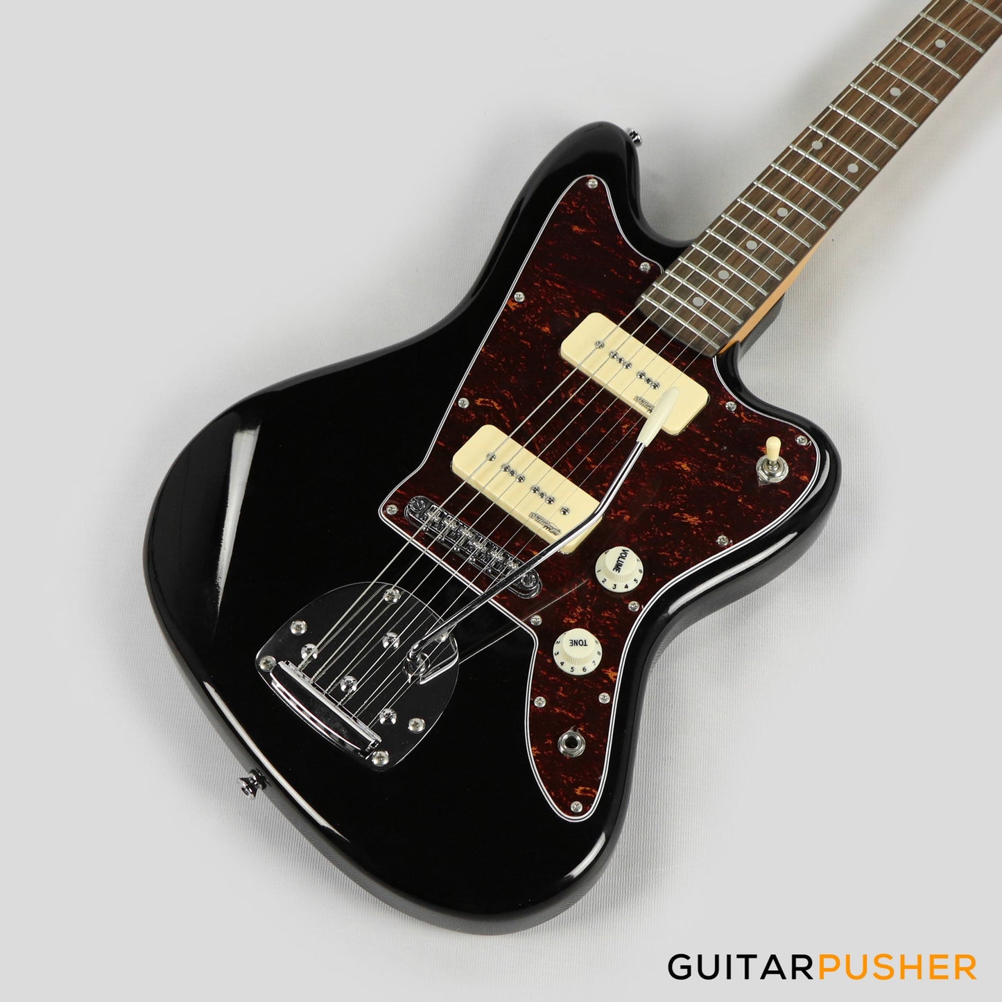 Vintage V65V Reissue Offset Electric Guitar - Gloss Black