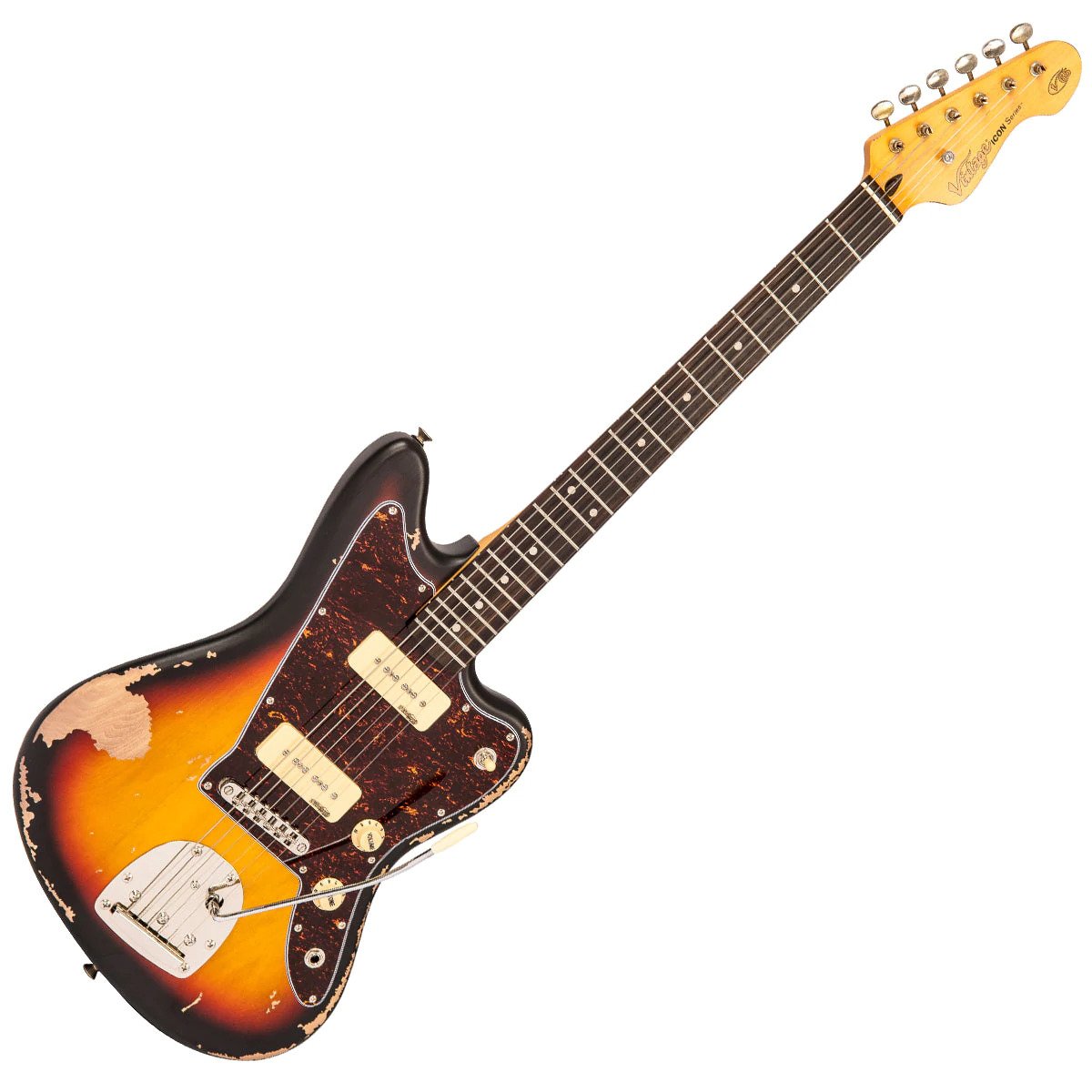 Vintage V65 Icon Vibrato Jazzmaster - Distressed Tobacco Sunburst