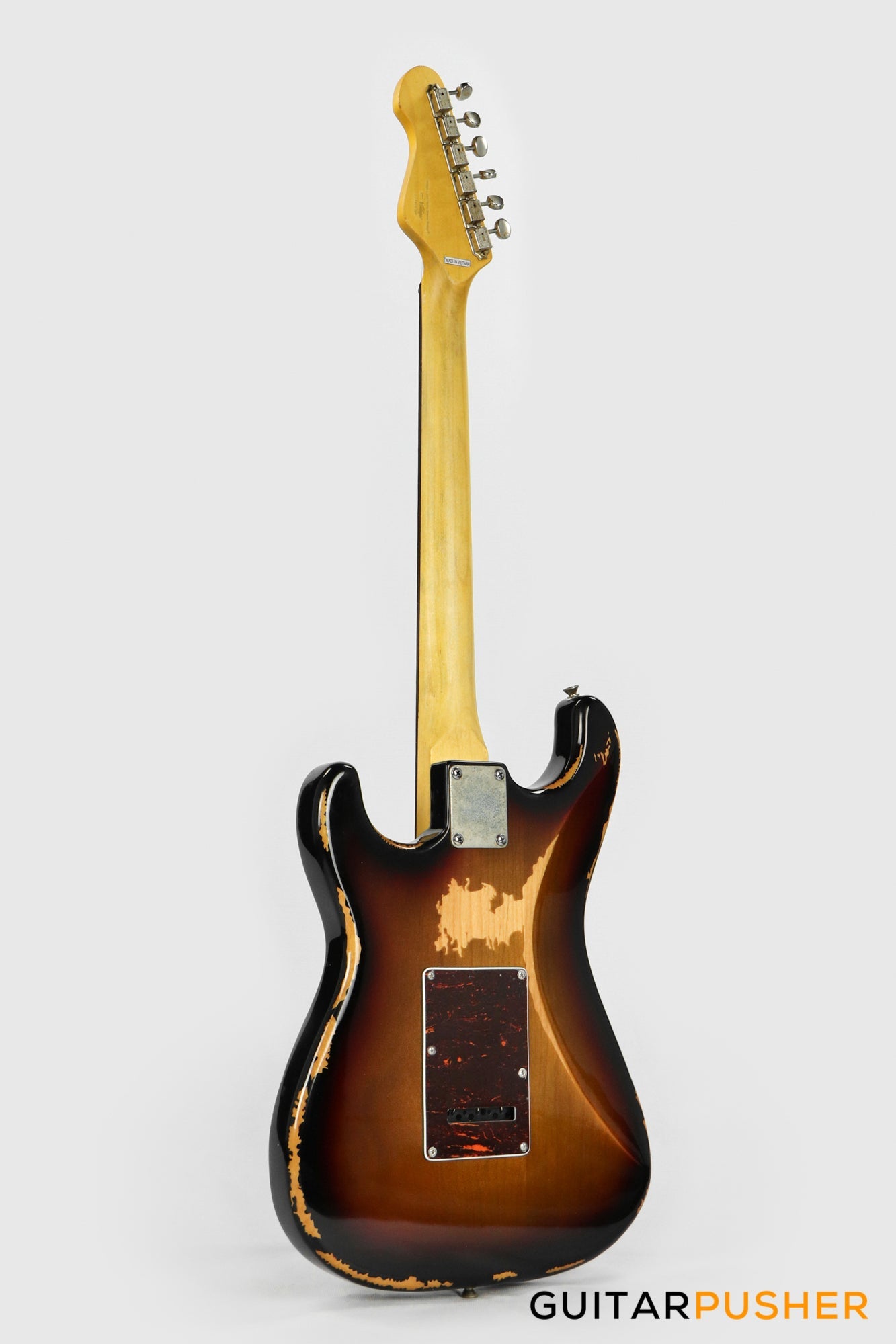 Vintage V6H Icon HSS S-Style Electric Guitar - Ultra Gloss Distressed Sunset Sunburst