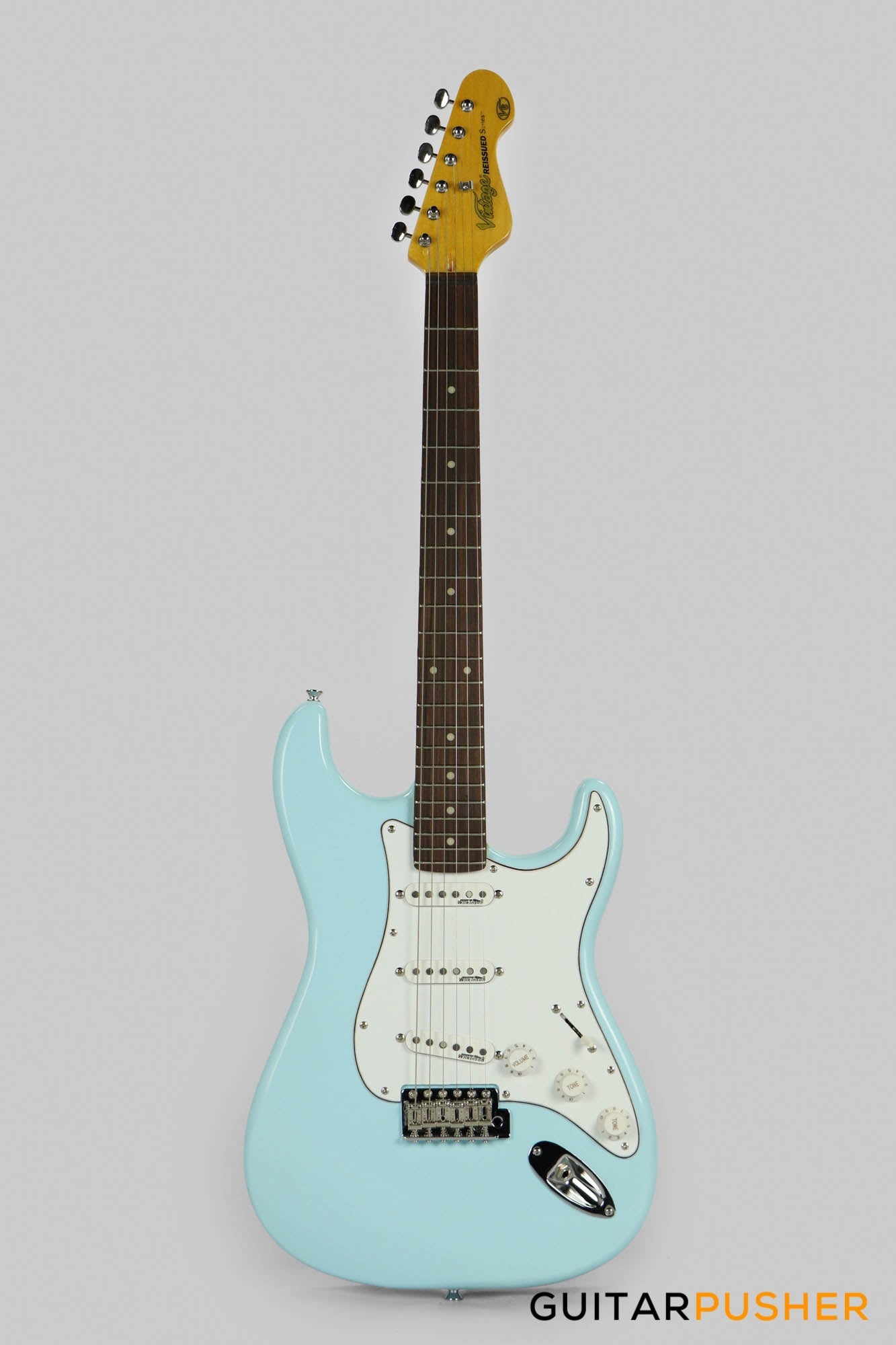 Vintage V6 S-Style Reissue Electric Guitar - Laguna Blue