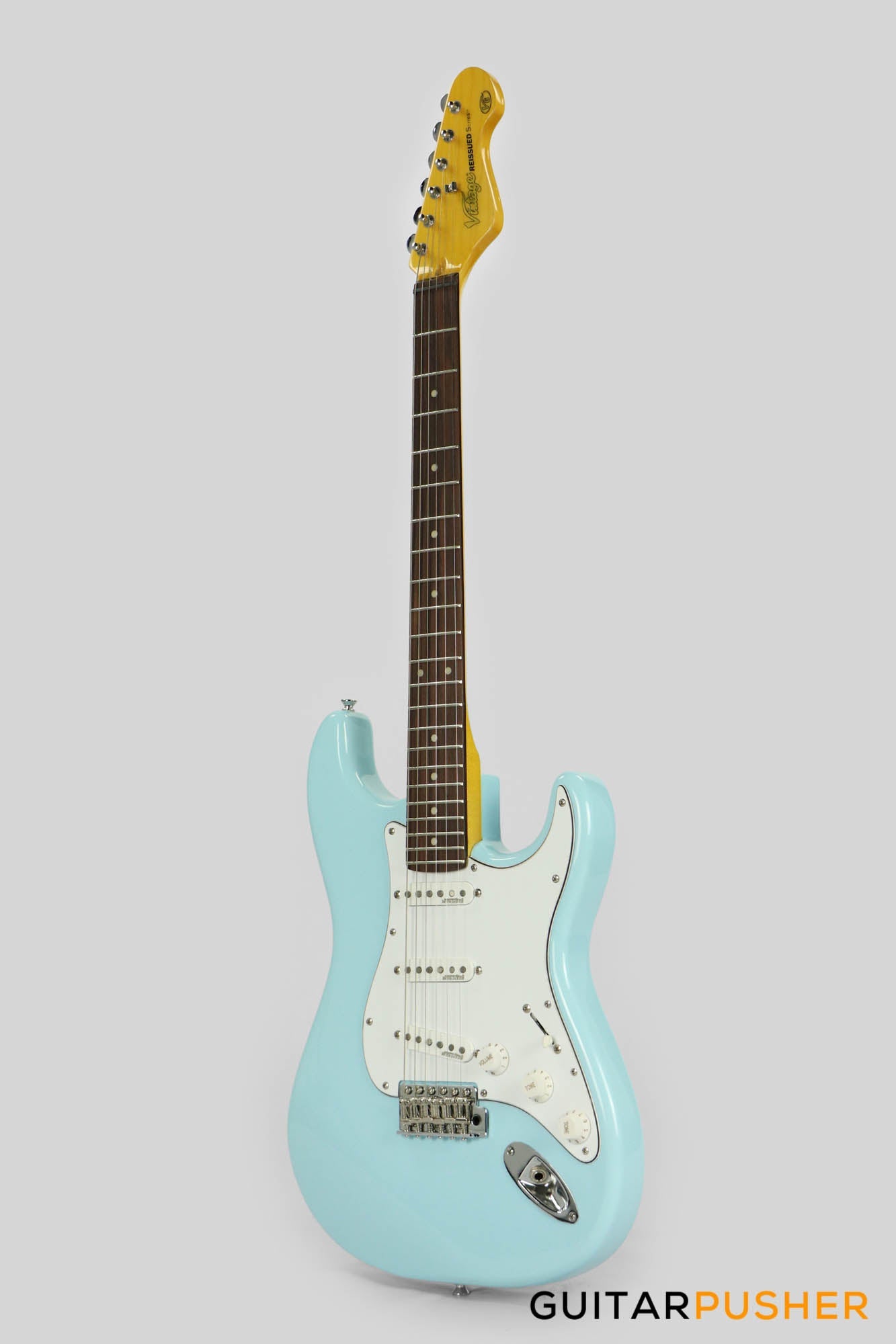 Vintage V6 S-Style Reissue Electric Guitar - Laguna Blue