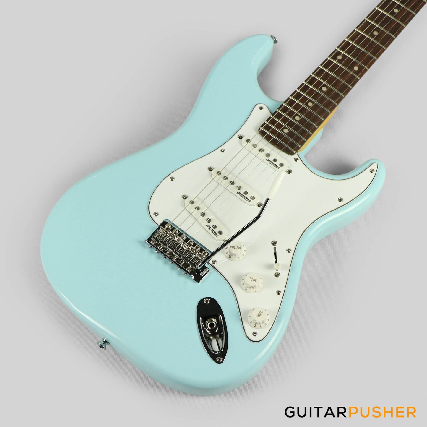 Vintage V6 S-Style Reissue Electric Guitar - Laguna Blue