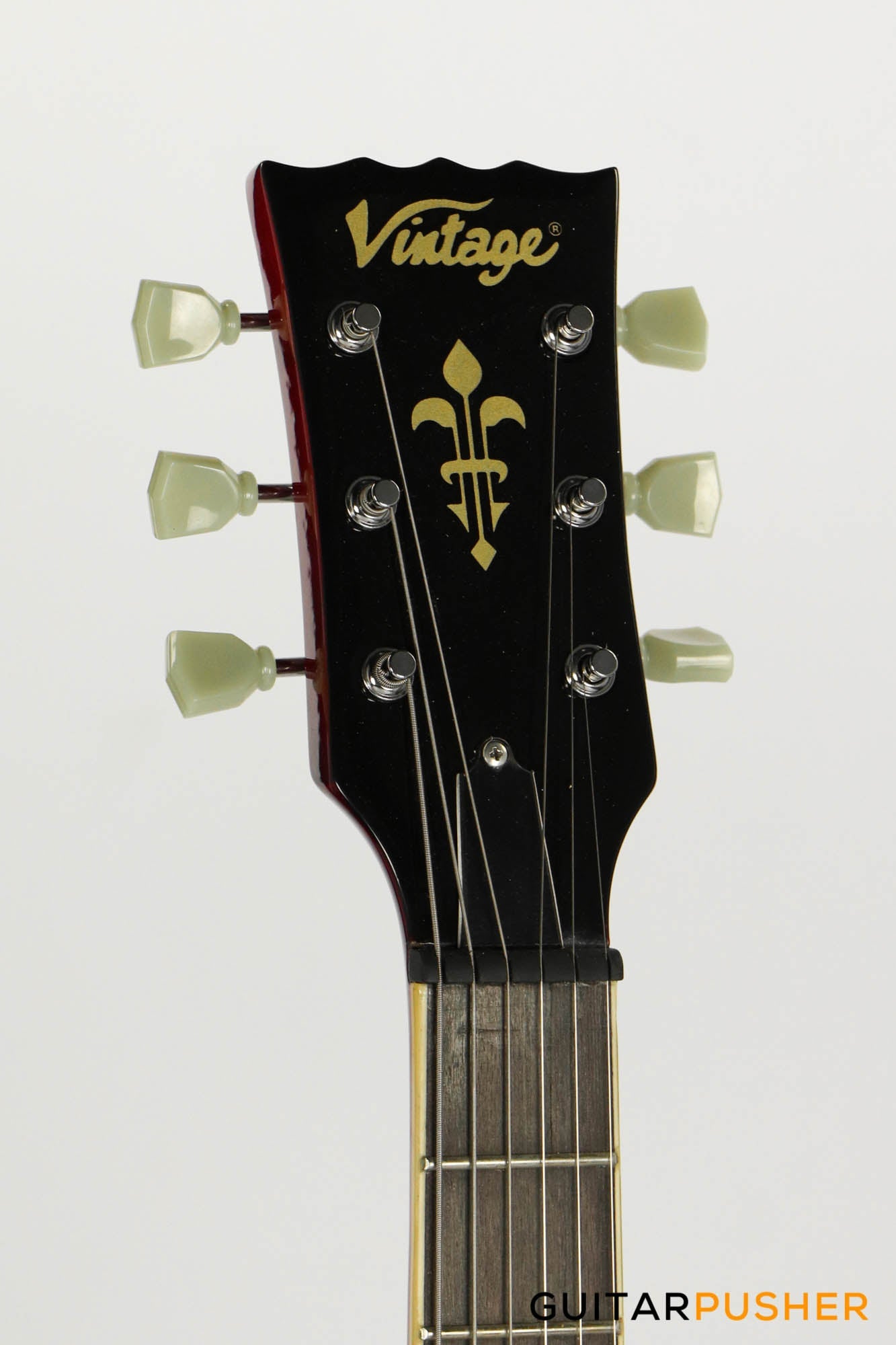 Vintage VS63 Reissue 3-Pickup Vibrola Tailpiece SG Electric Guitar - Cherry Red