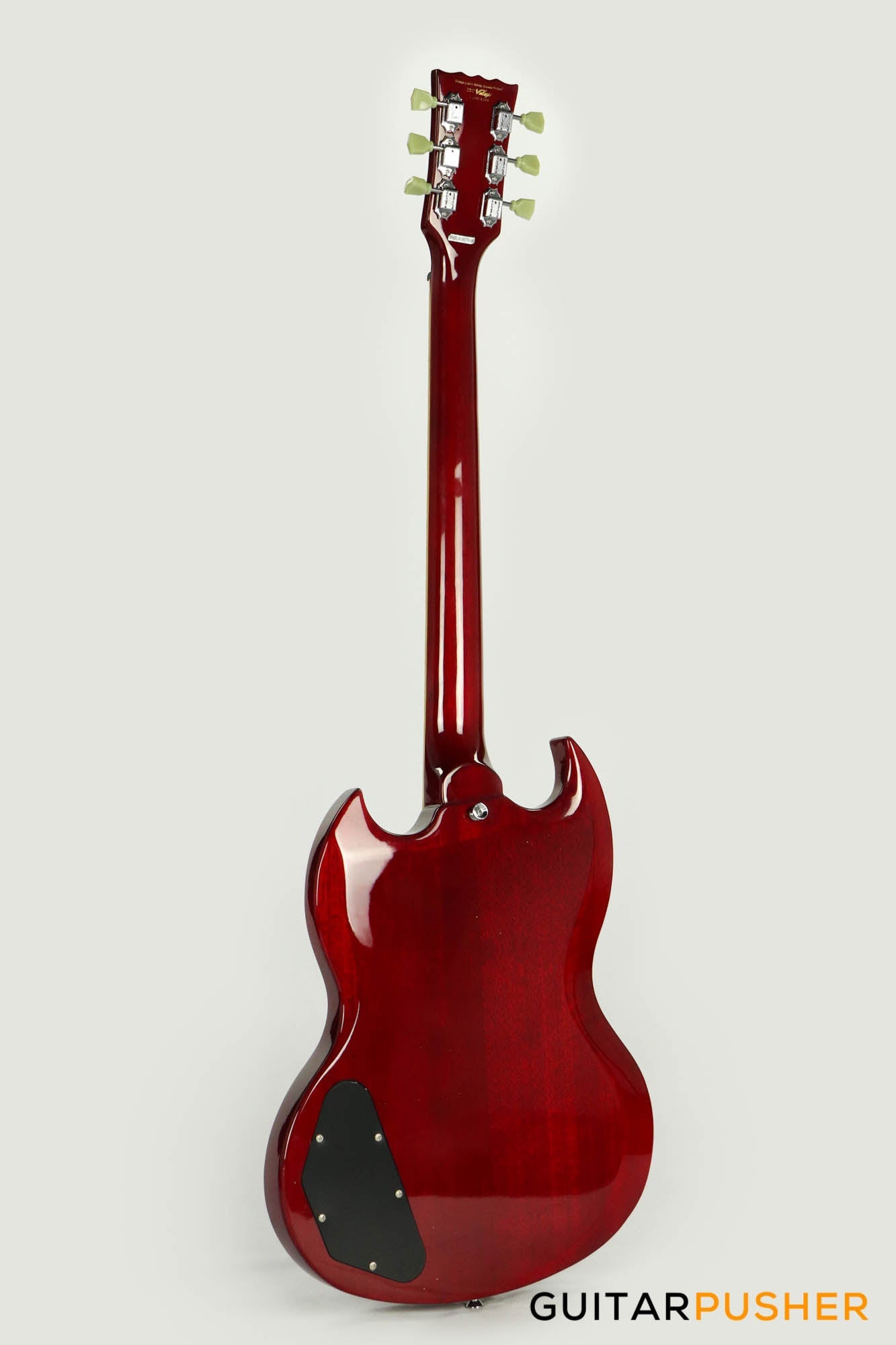 Vintage VS63 Reissue 3-Pickup Vibrola Tailpiece SG Electric Guitar - Cherry Red